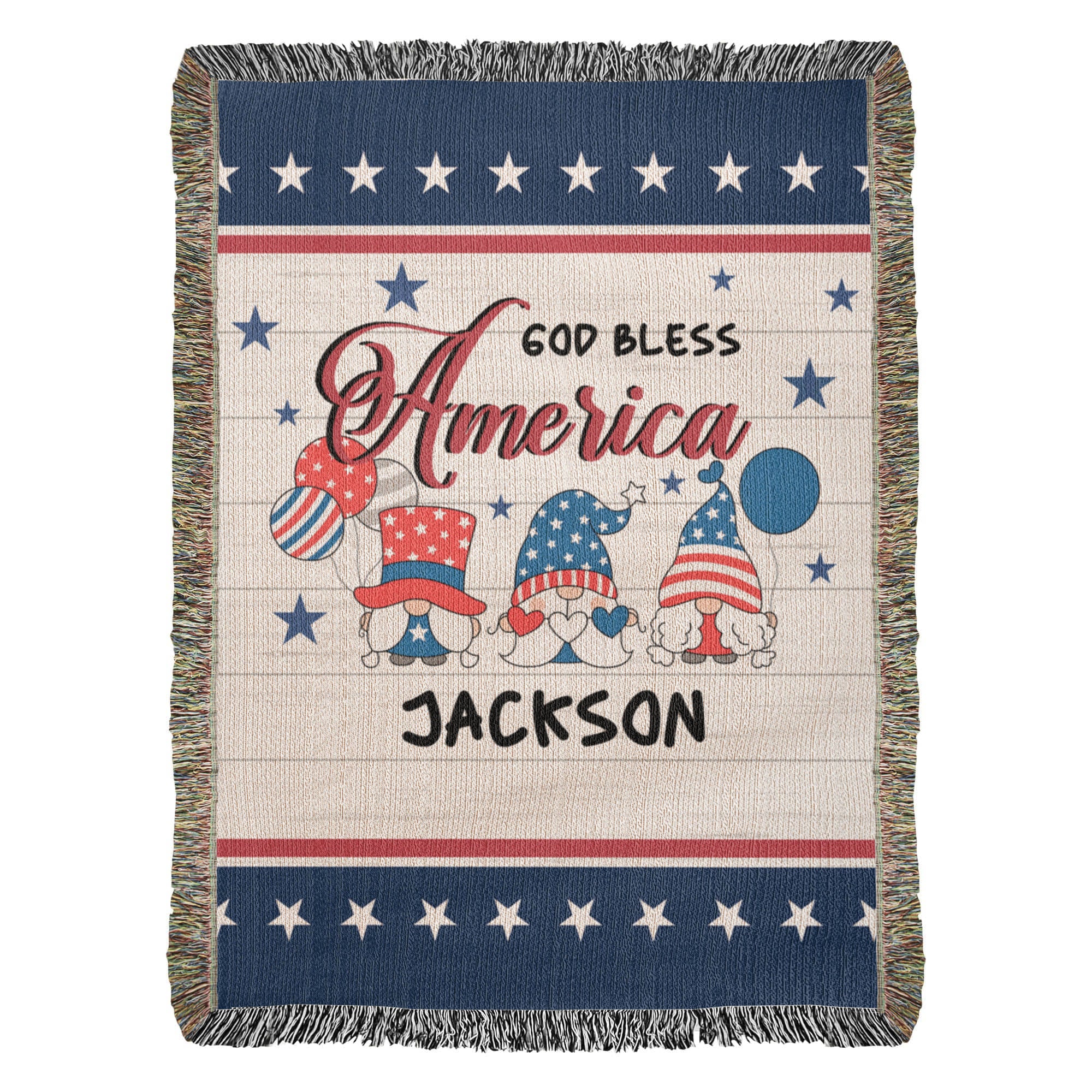 Personalized Heirloom Artwork Woven Blanket God Bless America-Express Your Love Gifts