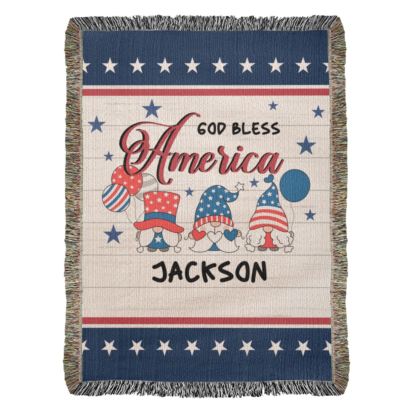 Personalized Heirloom Artwork Woven Blanket God Bless America-Express Your Love Gifts