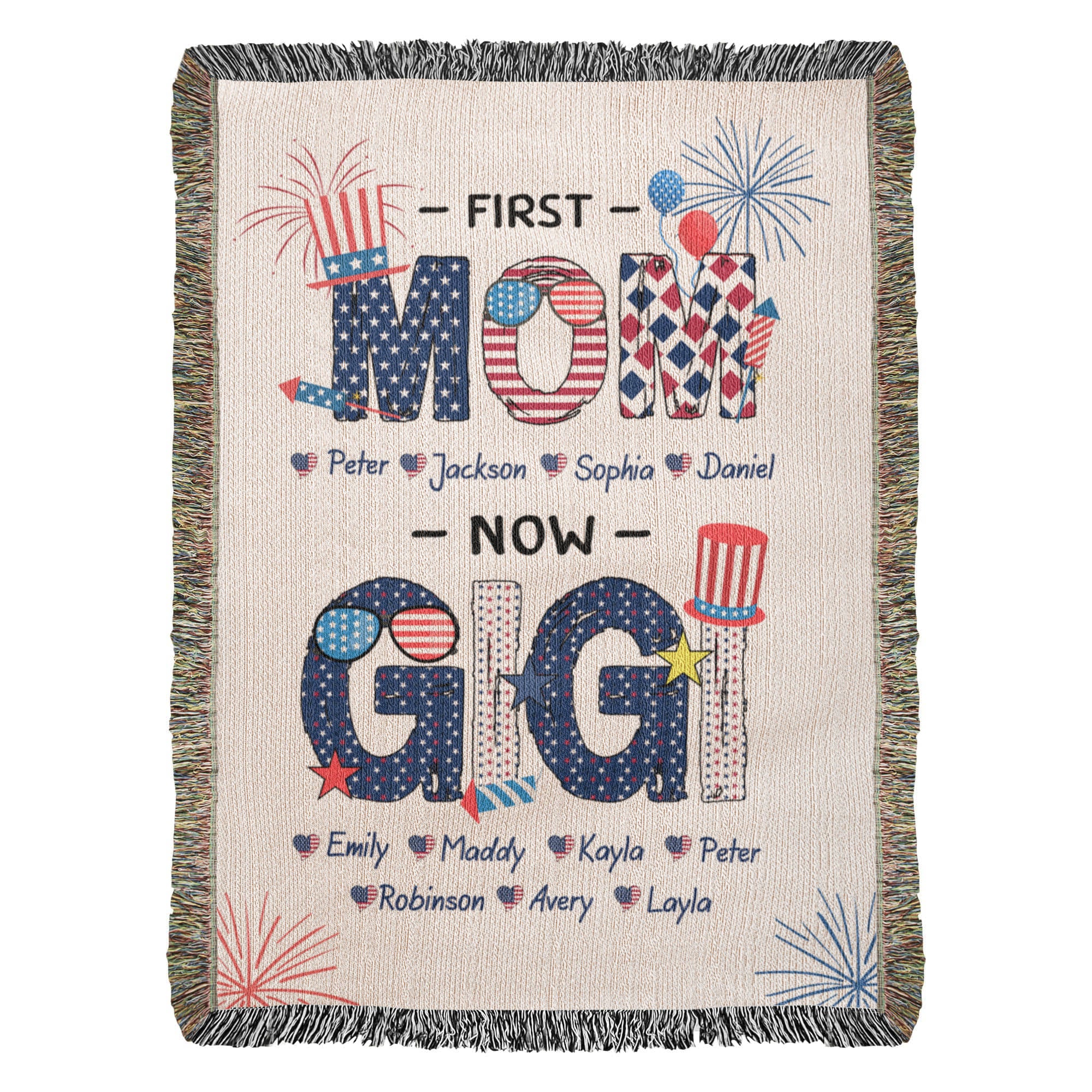 Personalized Heirloom Artwork Woven Blanket First Mom-Express Your Love Gifts