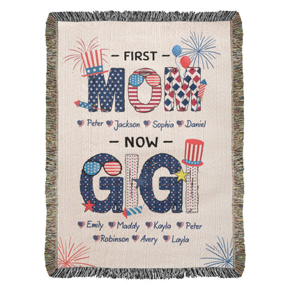 Personalized Heirloom Artwork Woven Blanket First Mom-Express Your Love Gifts