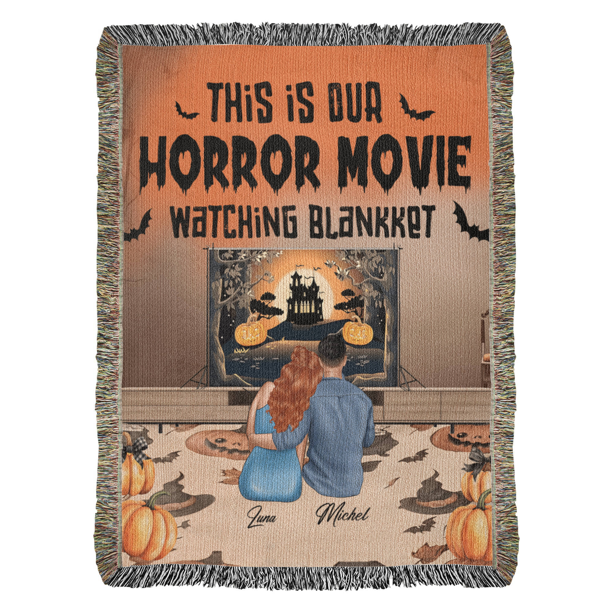 Personalized Heirloom Artwork Woven Blanket Horror Movie-Express Your Love Gifts