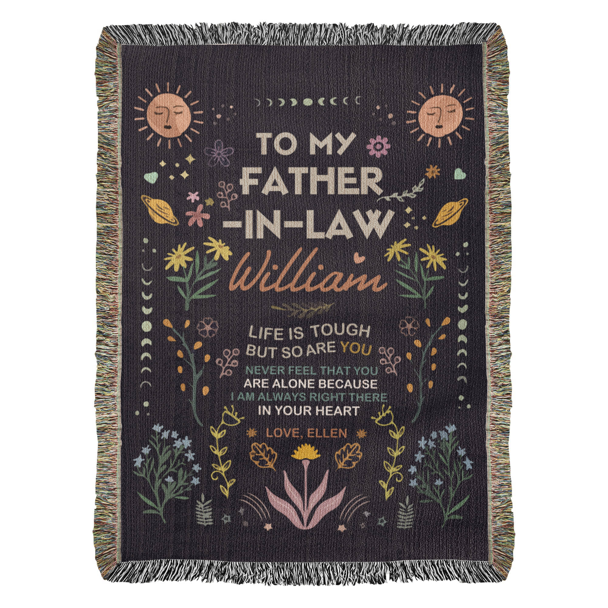 Personalized Heirloom Artwork Woven Blanket Life is Tough-Express Your Love Gifts