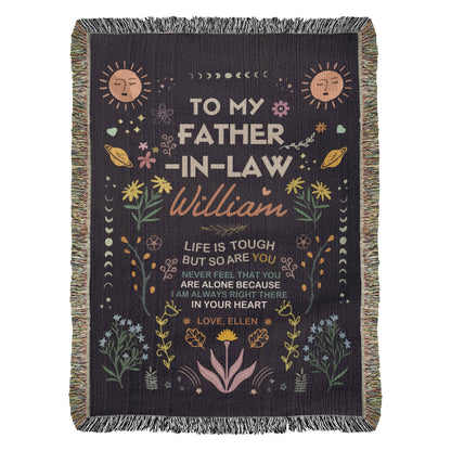 Personalized Heirloom Artwork Woven Blanket Life is Tough-Express Your Love Gifts