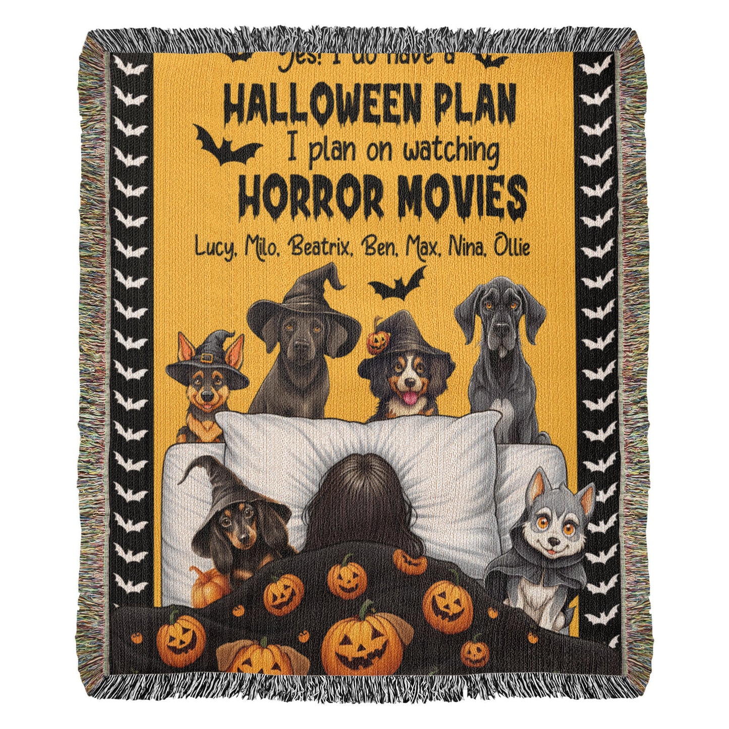 Personalized Heirloom Artwork Woven Blanket Haloween Plan-Express Your Love Gifts