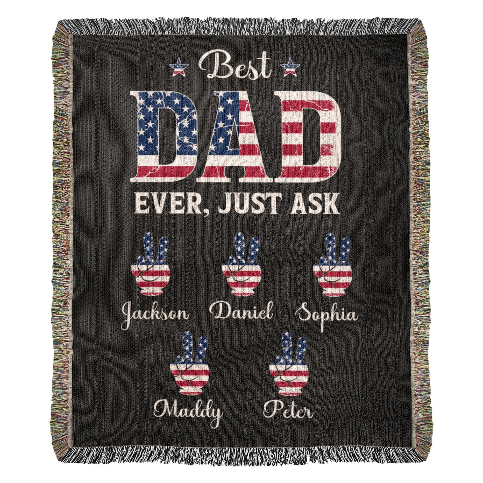 Personalized Heirloom Artwork Woven Blanket Best Dad Ever Just Ask-Express Your Love Gifts
