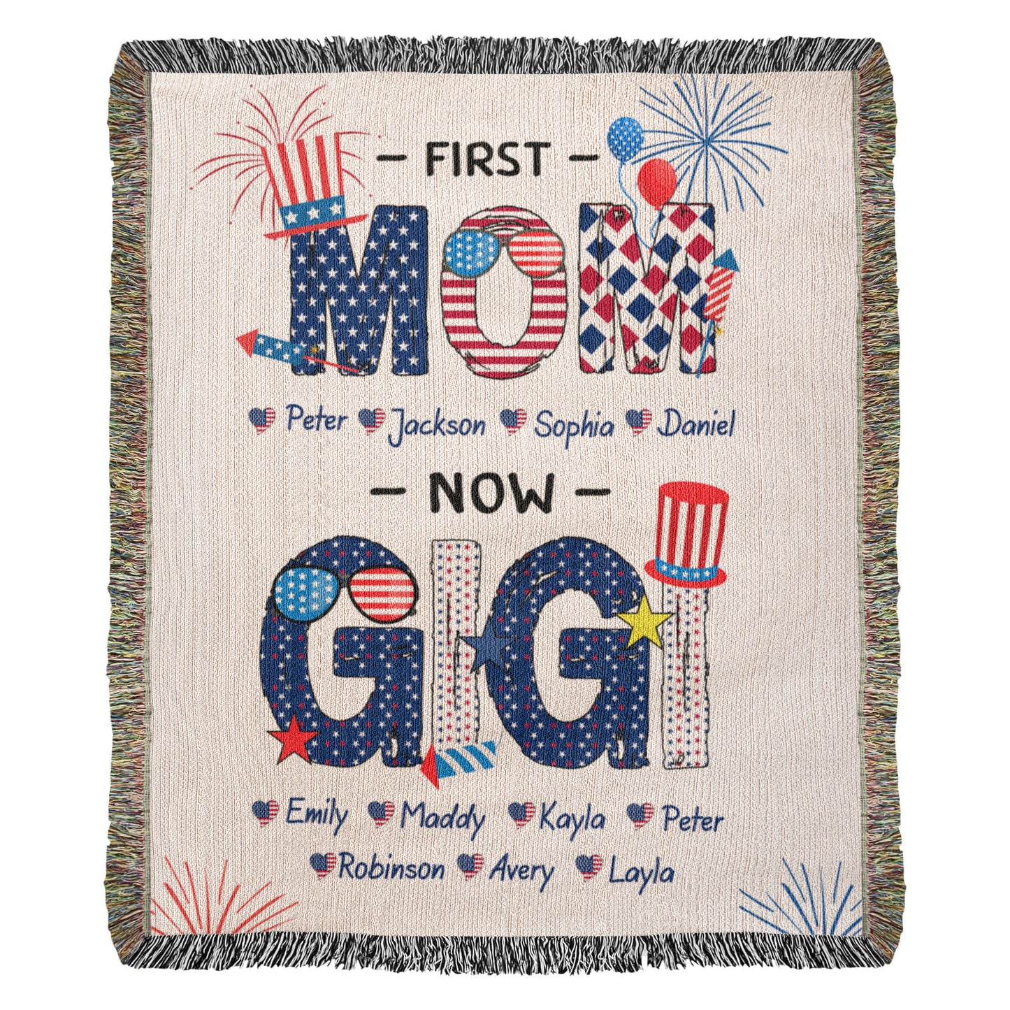 Personalized Heirloom Artwork Woven Blanket First Mom-Express Your Love Gifts