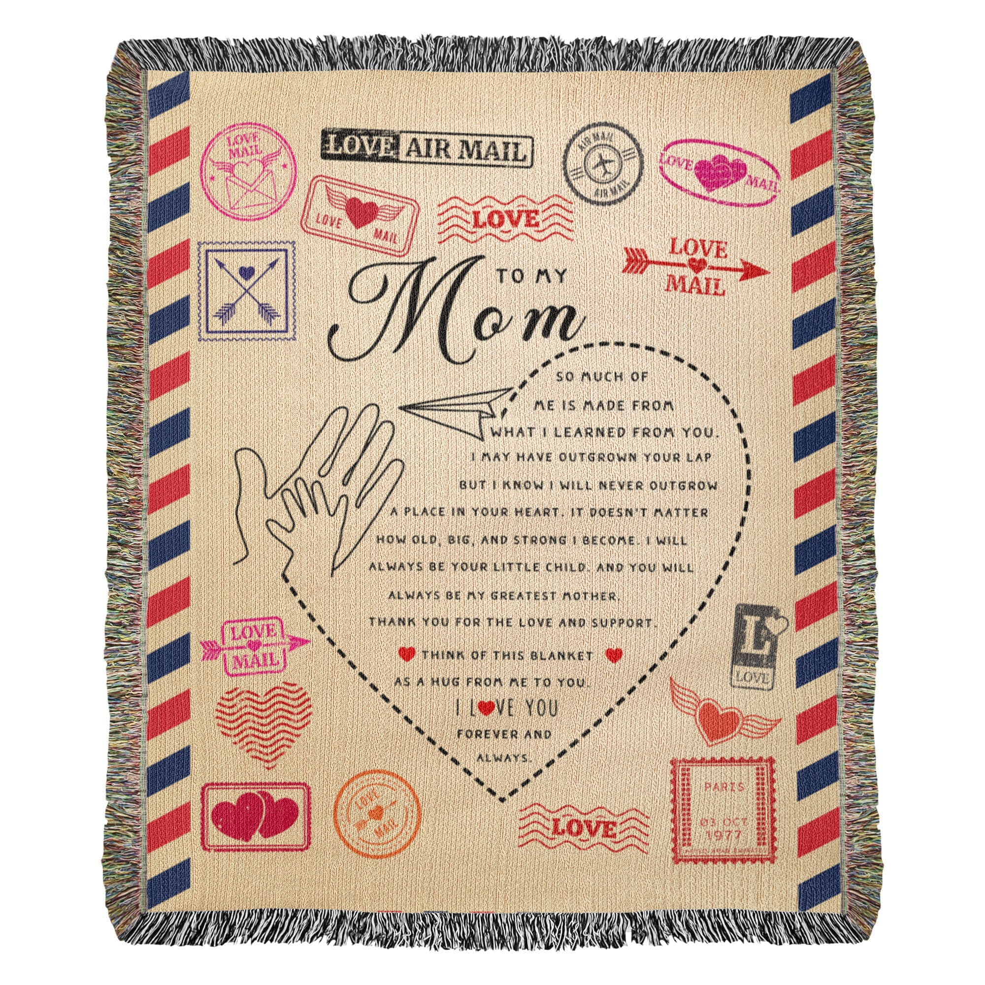 Personalized Heirloom Artwork Woven Blanket Love Mail-Express Your Love Gifts