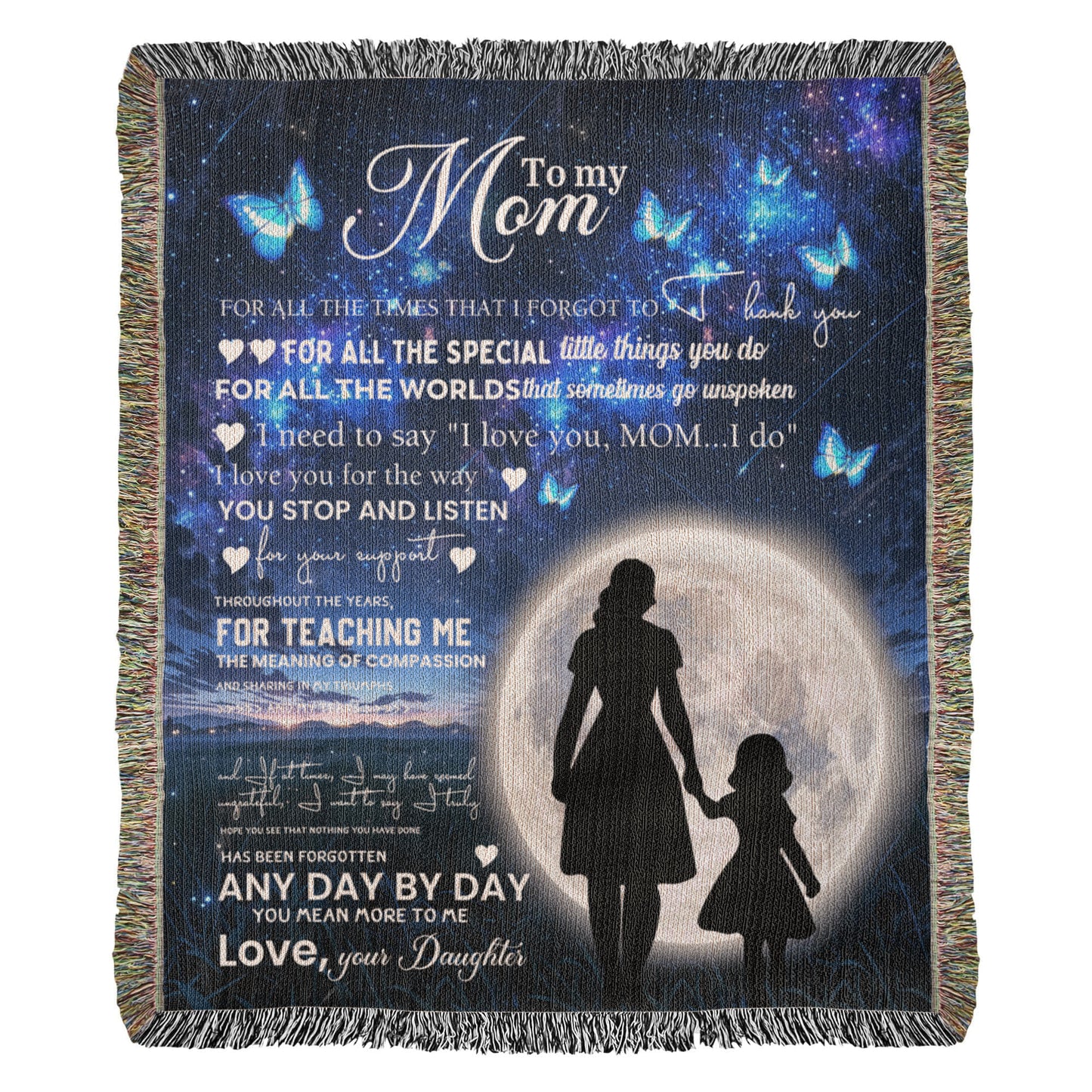 Heirloom Artwork Woven Blanket To My Mom You Mean More To Me-Express Your Love Gifts