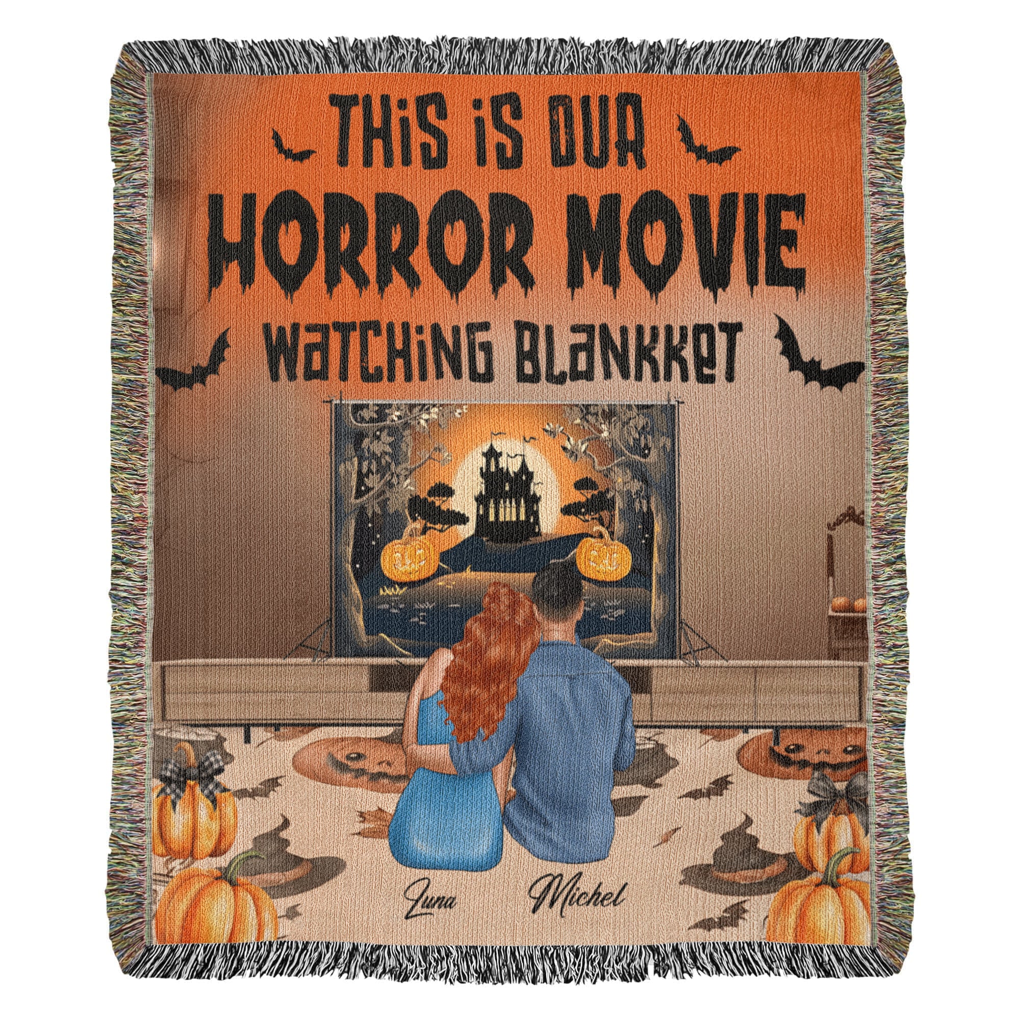 Personalized Heirloom Artwork Woven Blanket Horror Movie-Express Your Love Gifts