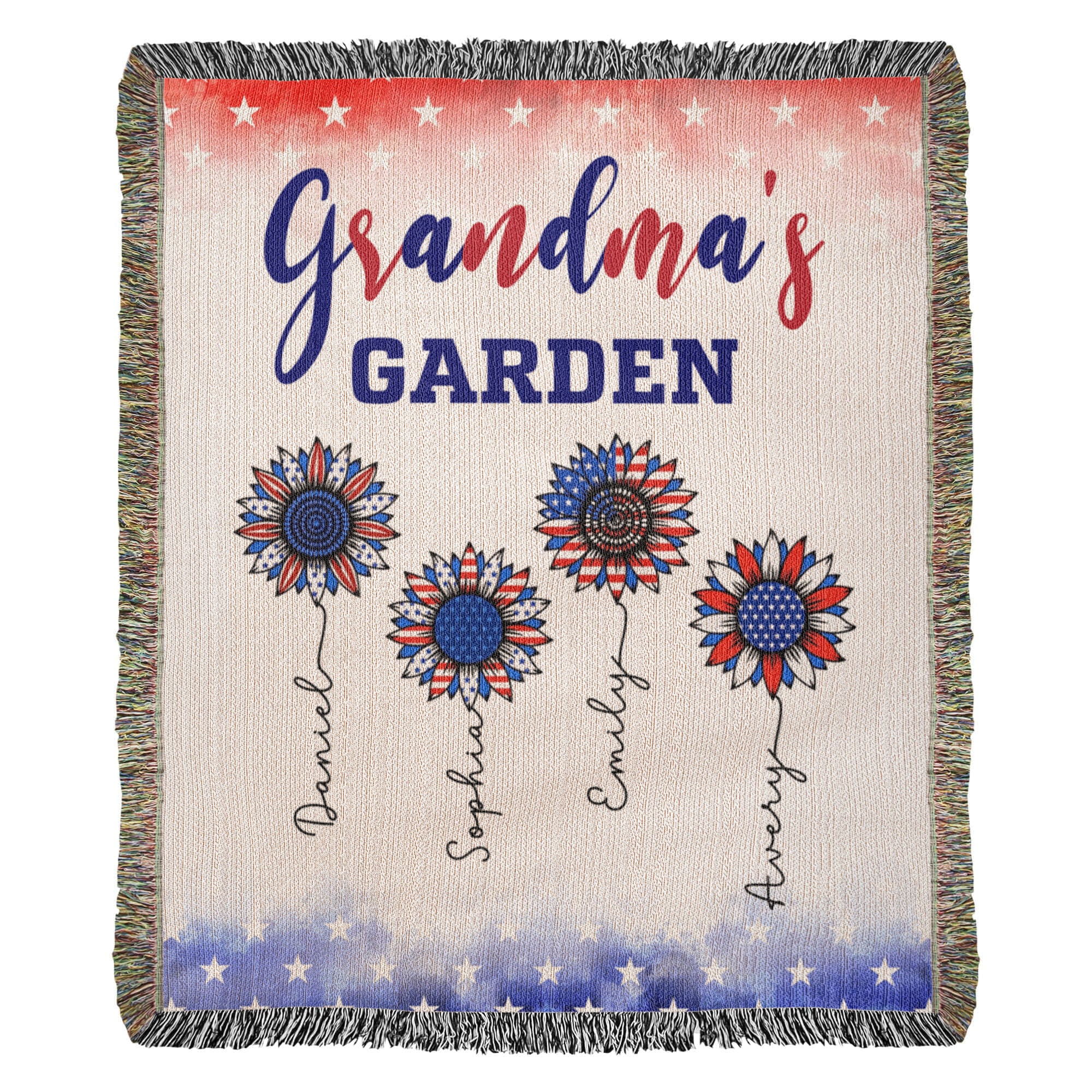Personalized Heirloom Artwork Woven Blanket Grandma's Garden-Express Your Love Gifts