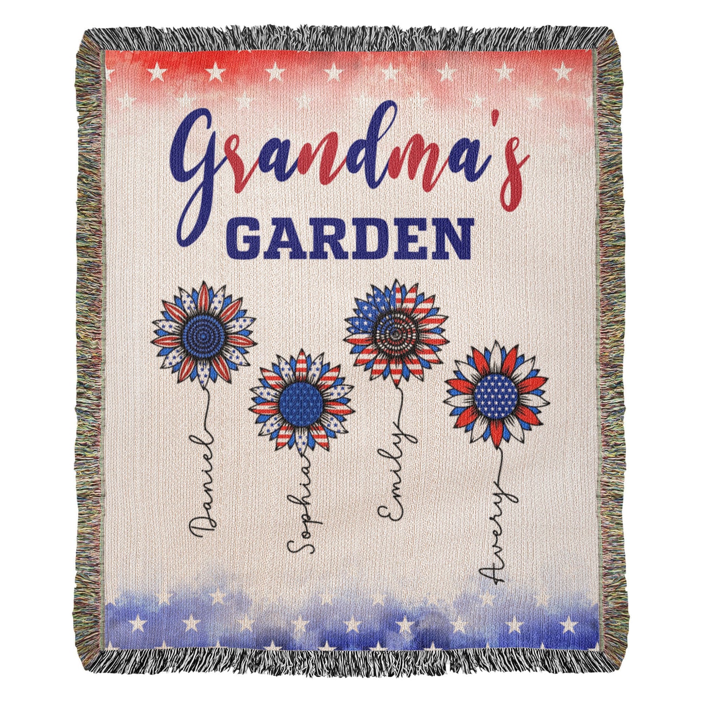 Personalized Heirloom Artwork Woven Blanket Grandma's Garden-Express Your Love Gifts