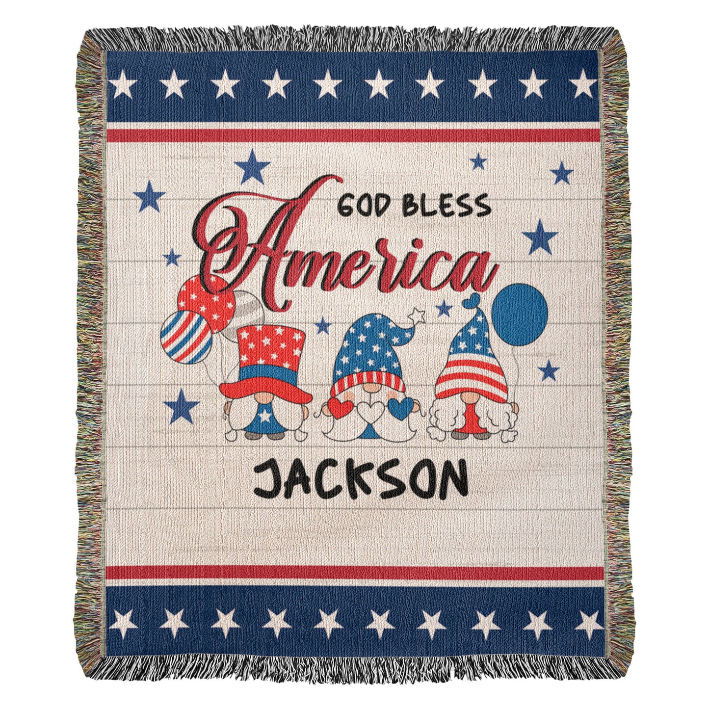 Personalized Heirloom Artwork Woven Blanket God Bless America-Express Your Love Gifts