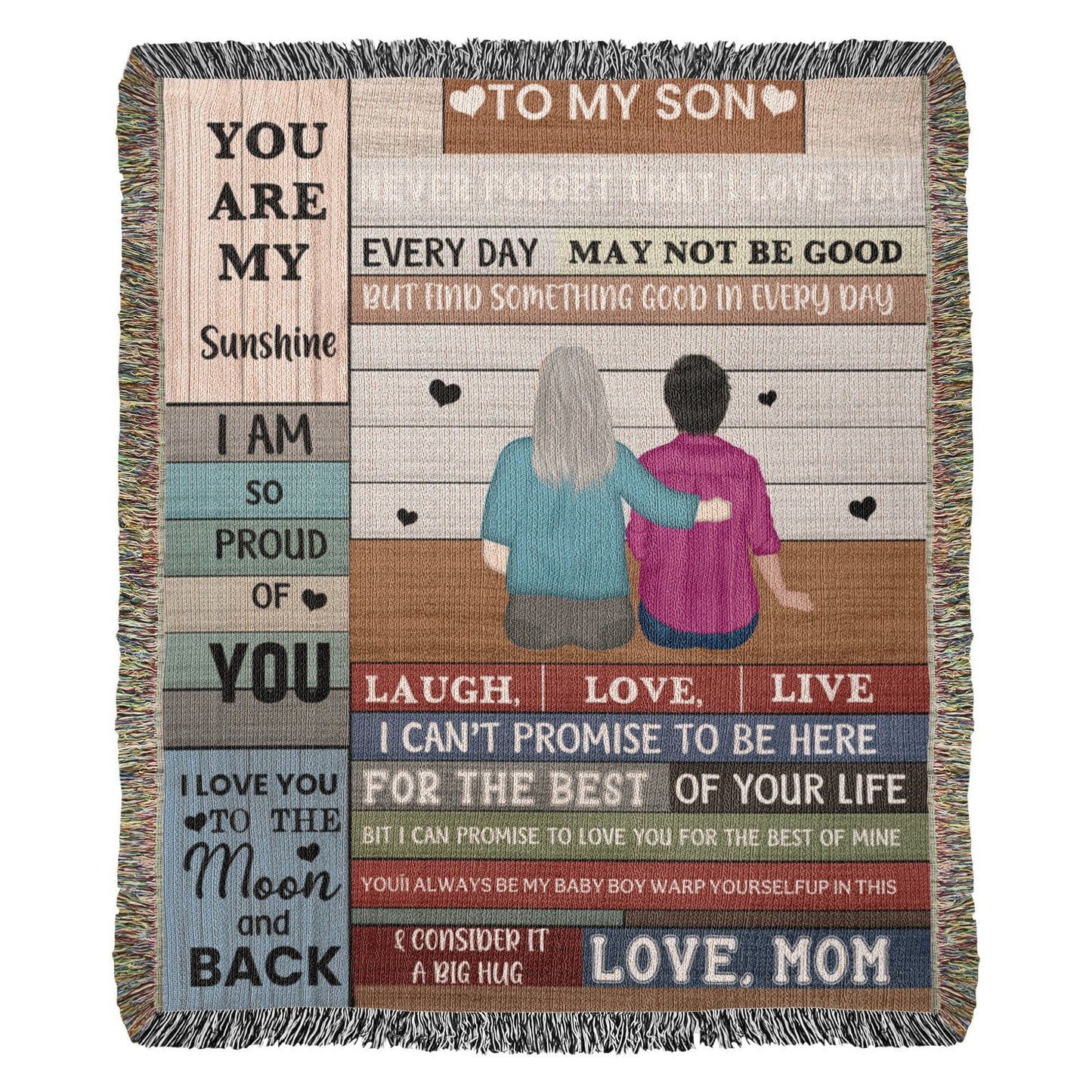 Heirloom Artwork Woven Blanket To My Son You Are My Sunshine-Express Your Love Gifts
