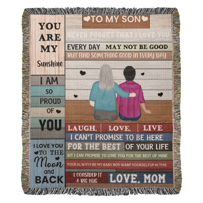 Heirloom Artwork Woven Blanket To My Son You Are My Sunshine-Express Your Love Gifts