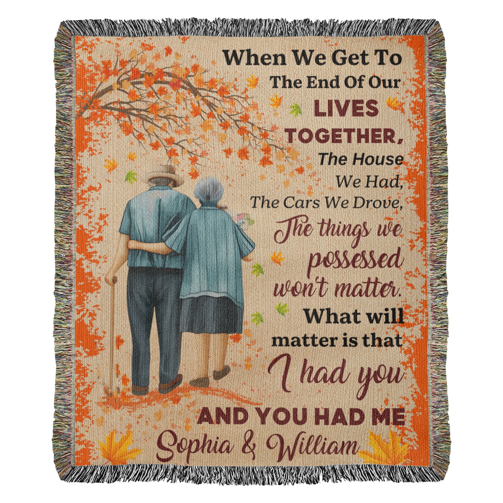 Personalized Heirloom Artwork Woven Blanket I Had You and Me-Express Your Love Gifts