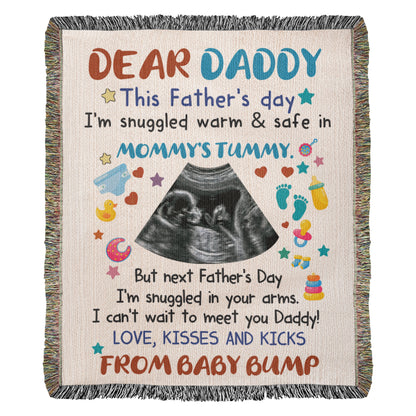 Personalized Heirloom Artwork Woven Blanket Dear Daddy From Baby Bump-Express Your Love Gifts