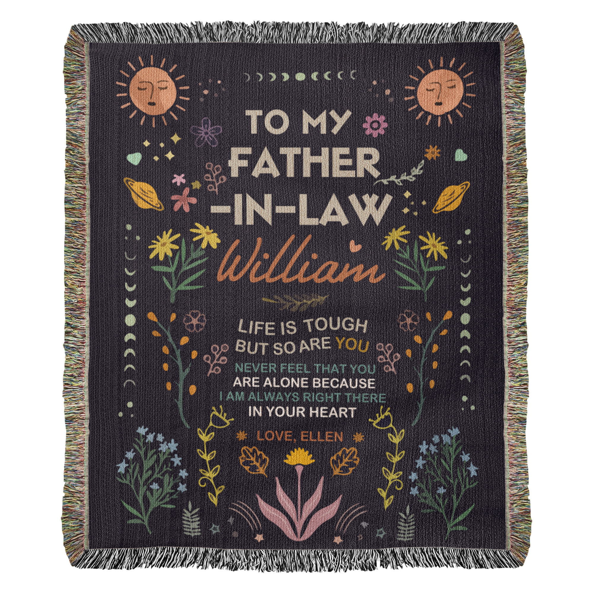Personalized Heirloom Artwork Woven Blanket Life is Tough-Express Your Love Gifts