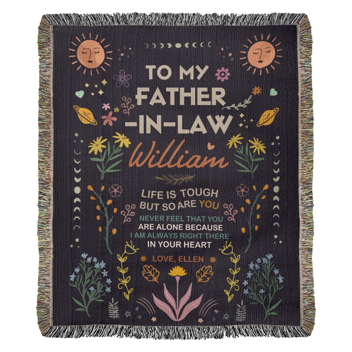 Personalized Heirloom Artwork Woven Blanket Life is Tough-Express Your Love Gifts