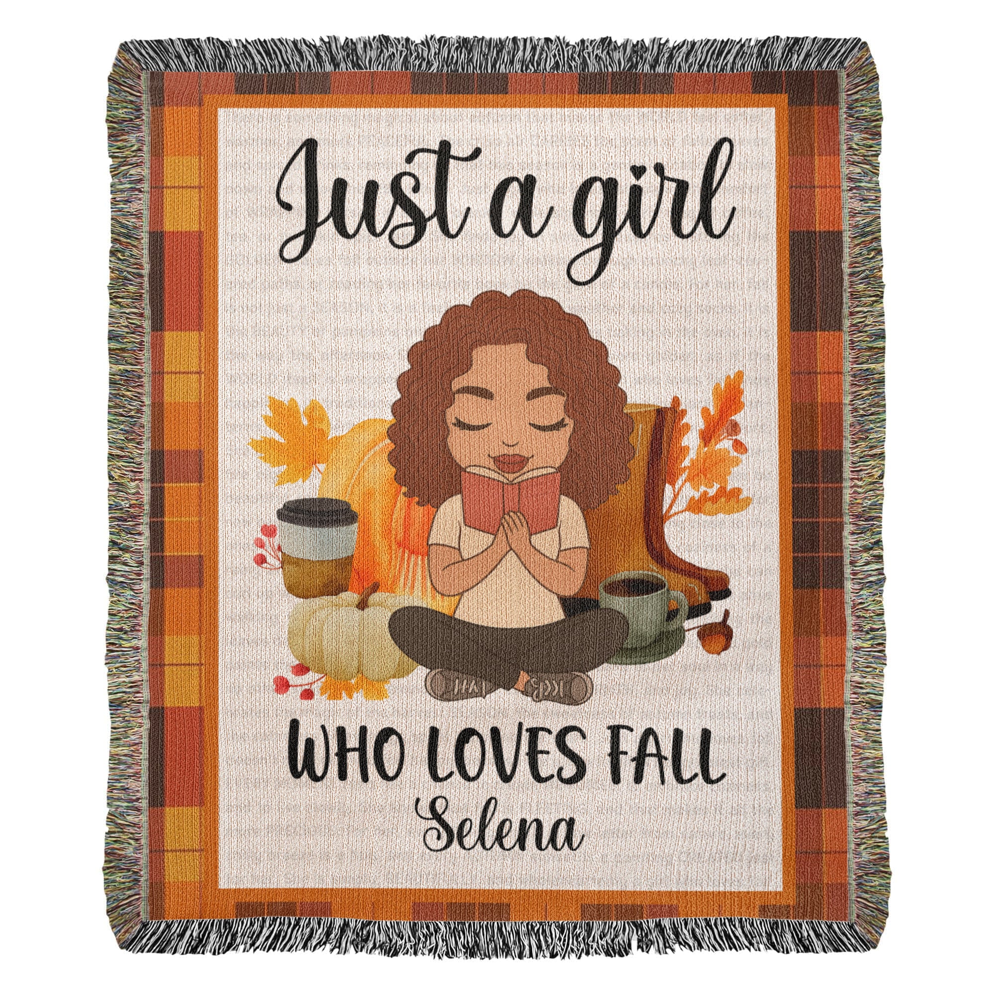 Personalized Heirloom Artwork Woven Blanket Just a Girl-Express Your Love Gifts