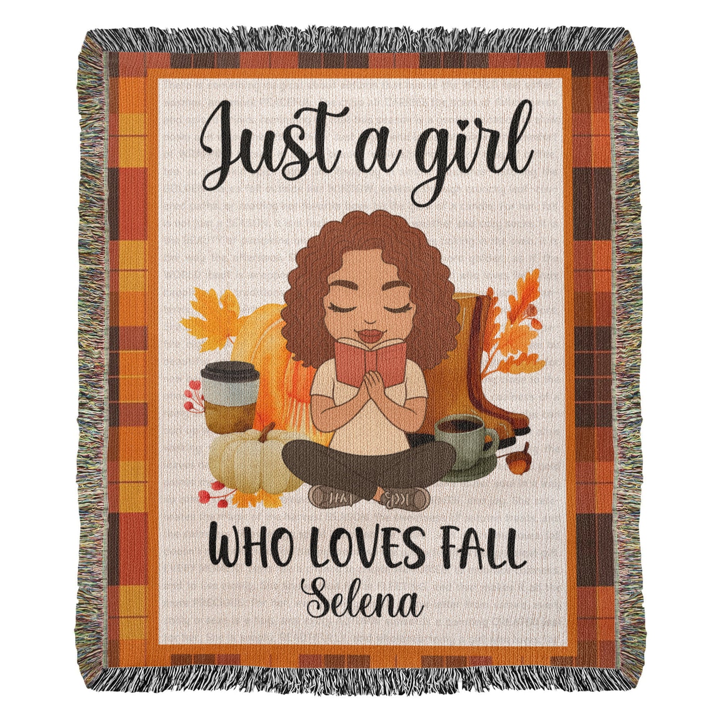 Personalized Heirloom Artwork Woven Blanket Just a Girl-Express Your Love Gifts