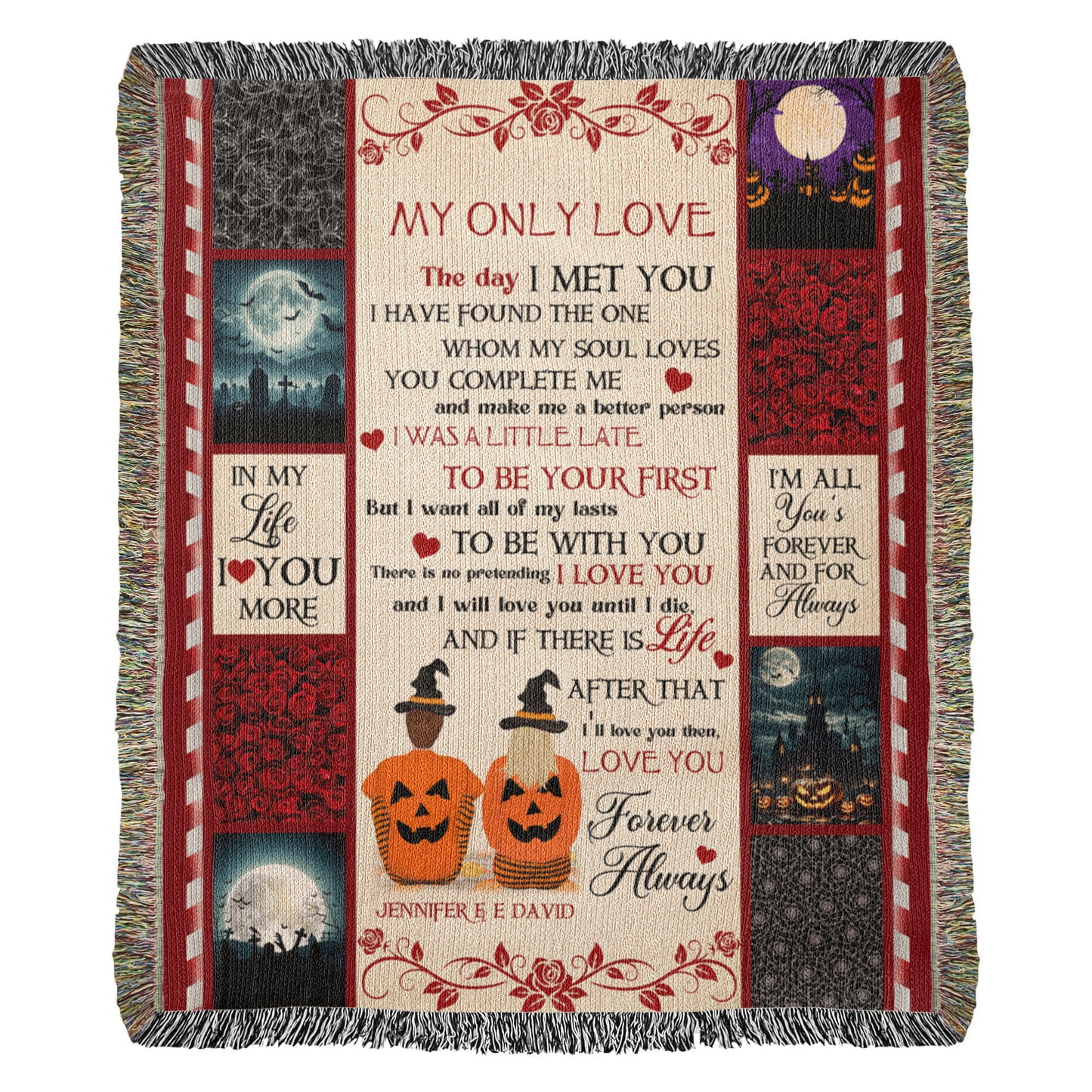 Personalized Heirloom Artwork Woven Blanket My Only Love-Express Your Love Gifts