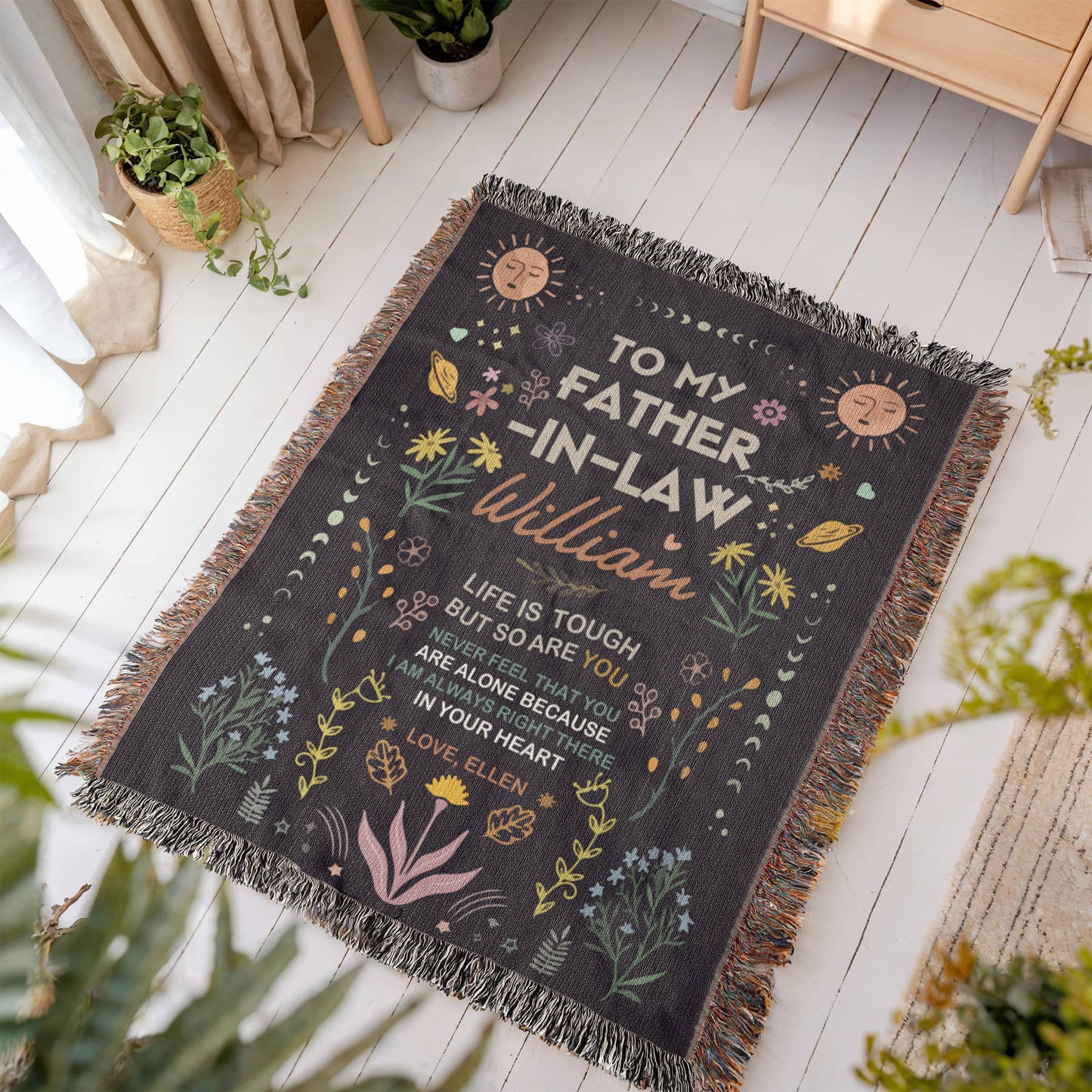 Personalized Heirloom Artwork Woven Blanket Life is Tough-Express Your Love Gifts