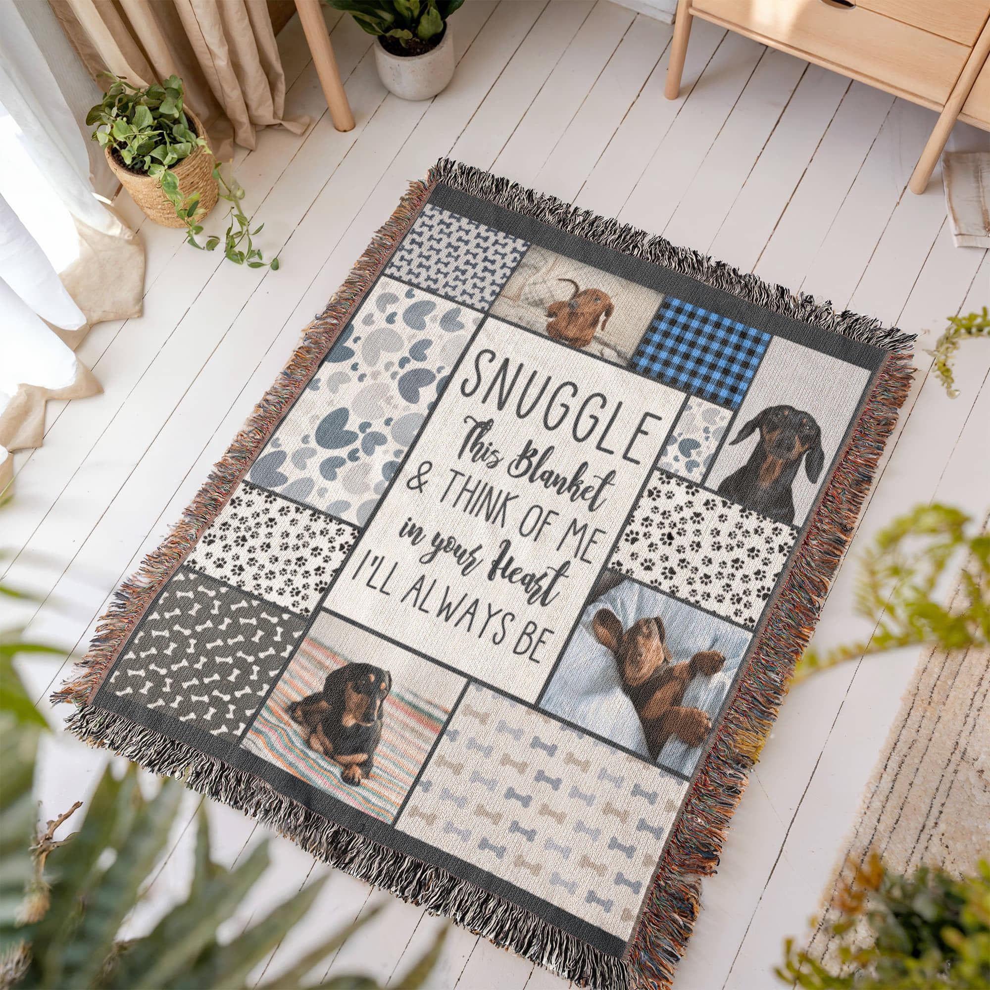 Personalized Heirloom Artwork Woven Blanket Snuggle-Express Your Love Gifts
