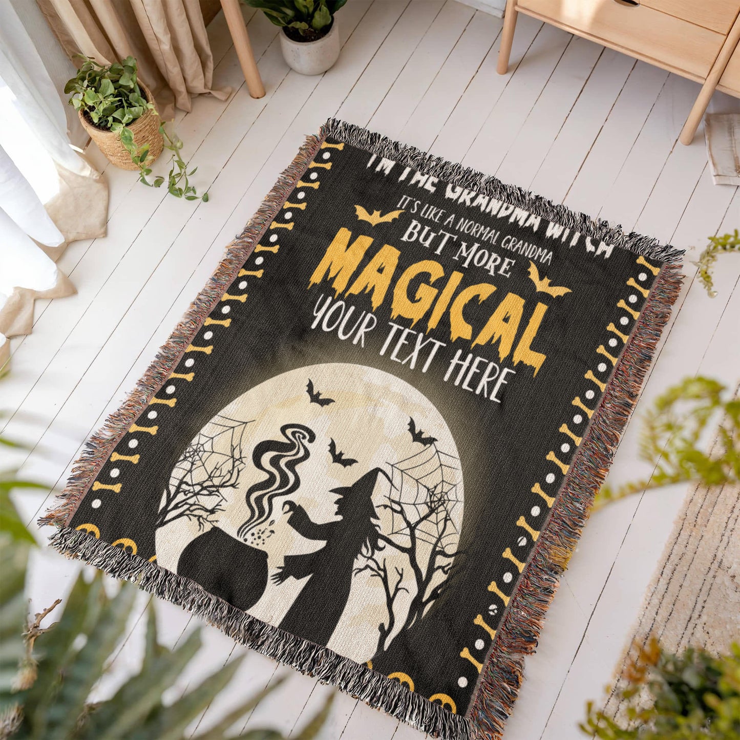 Personalized Heirloom Artwork Woven Blanket Grandma Witch-Express Your Love Gifts