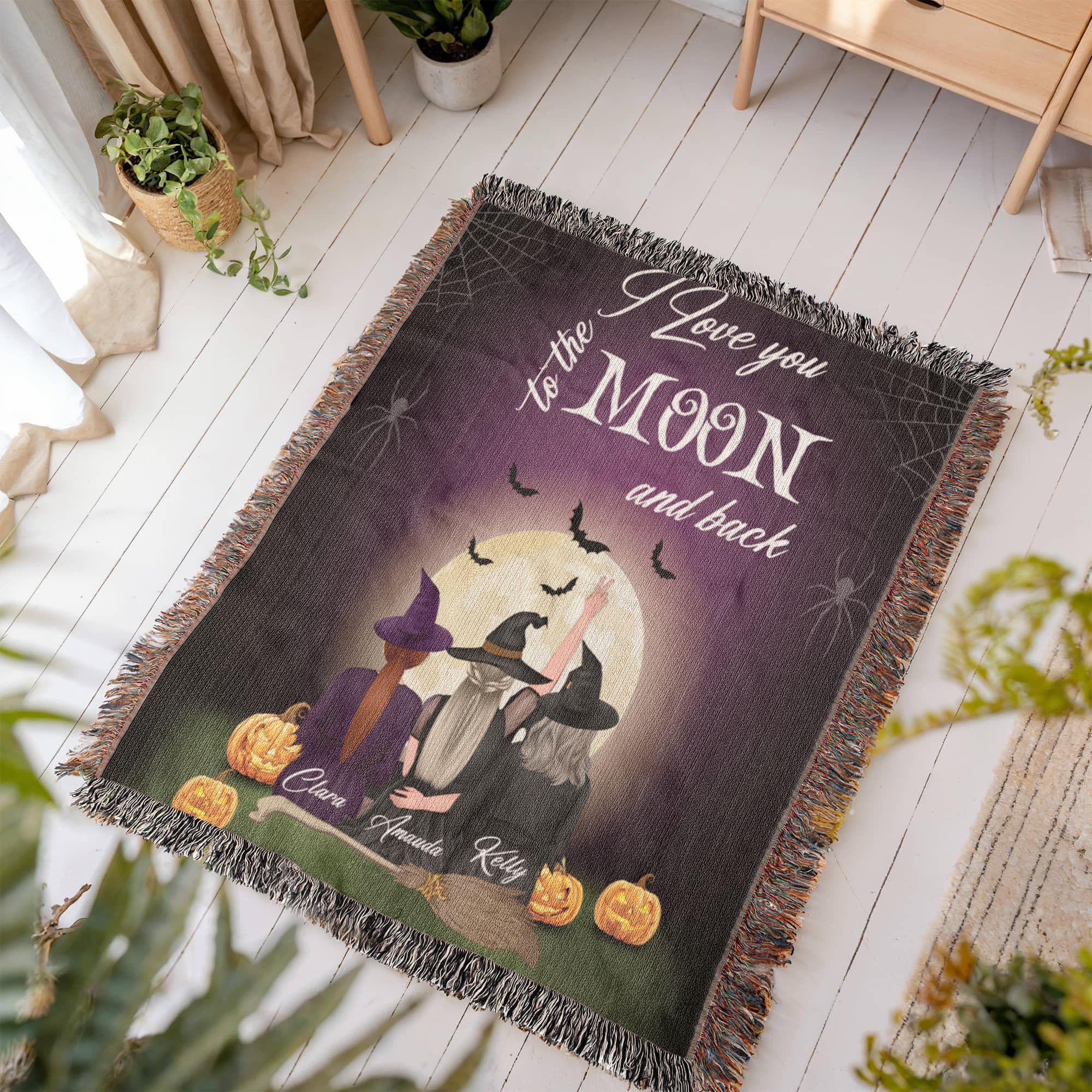 Personalized Heirloom Artwork Woven Blanket I Love You to The Moon and Back-Express Your Love Gifts