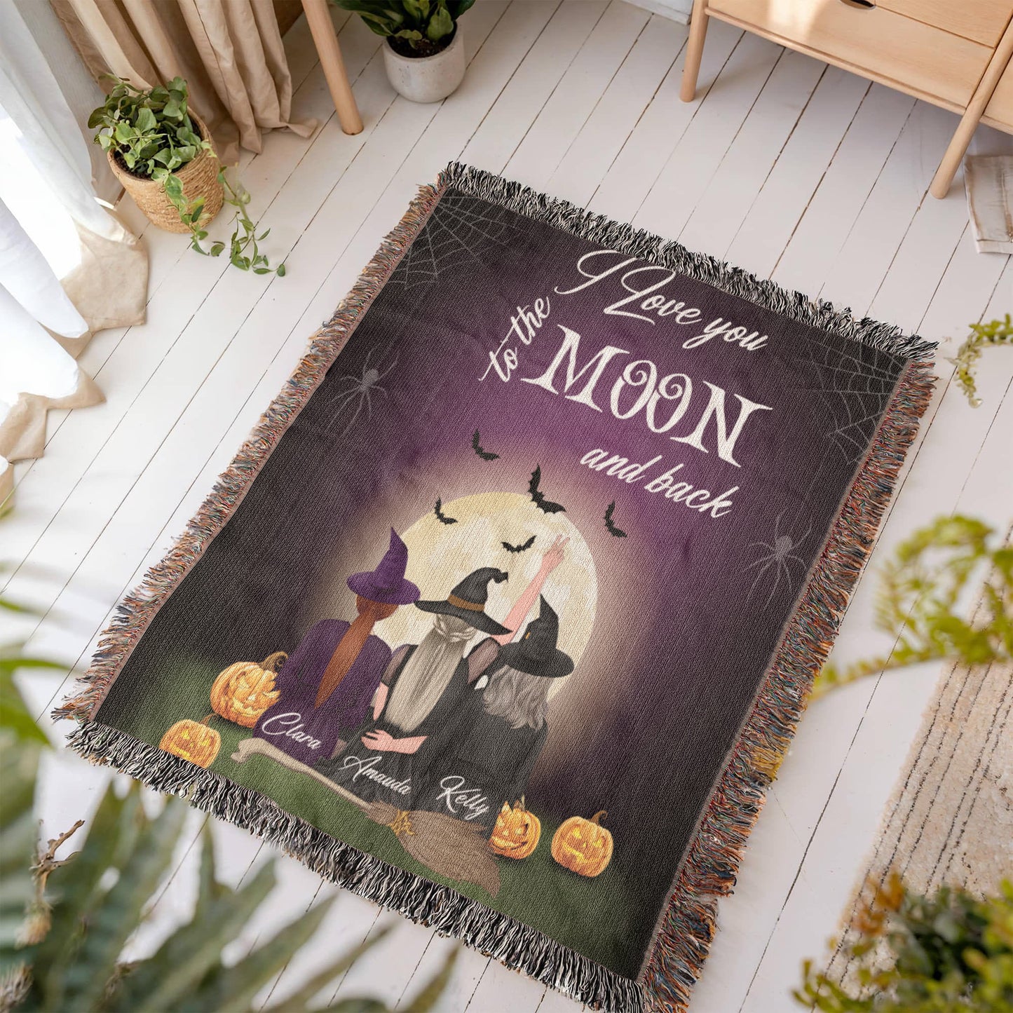 Personalized Heirloom Artwork Woven Blanket I Love You to The Moon and Back-Express Your Love Gifts