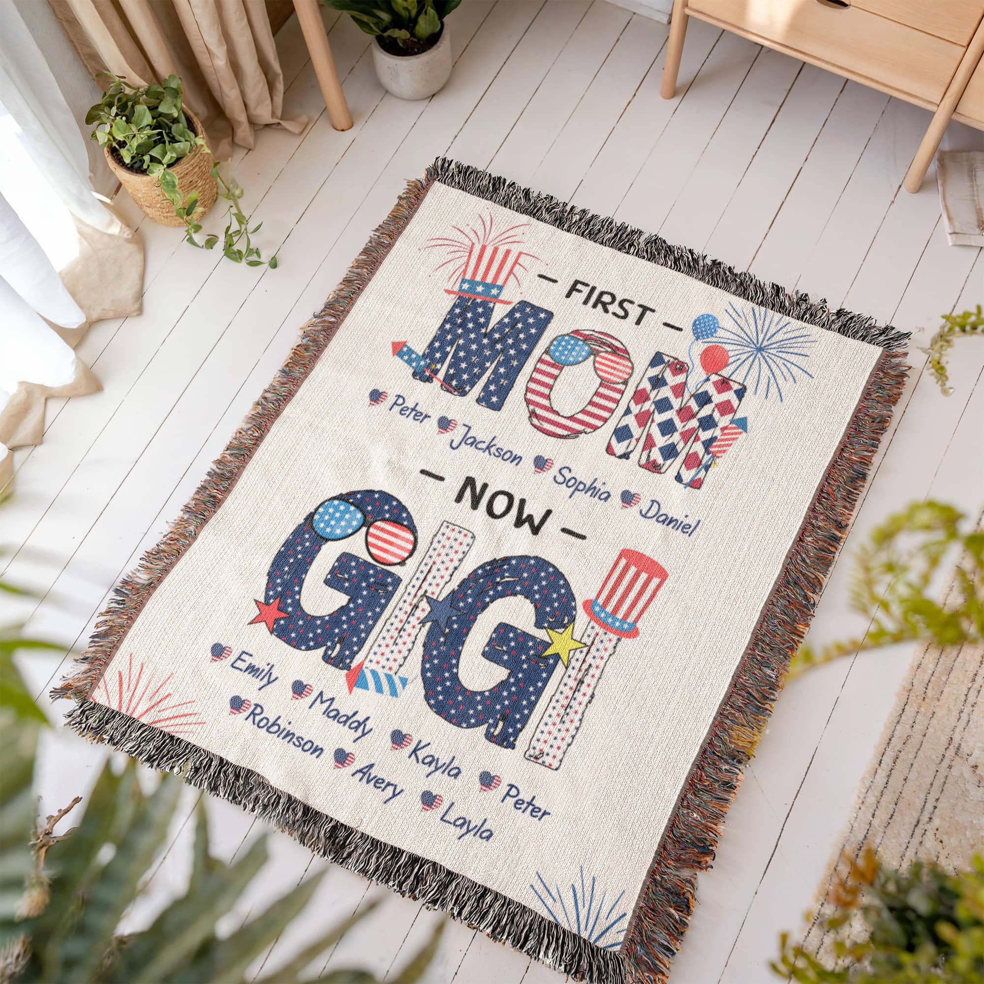 Personalized Heirloom Artwork Woven Blanket First Mom-Express Your Love Gifts