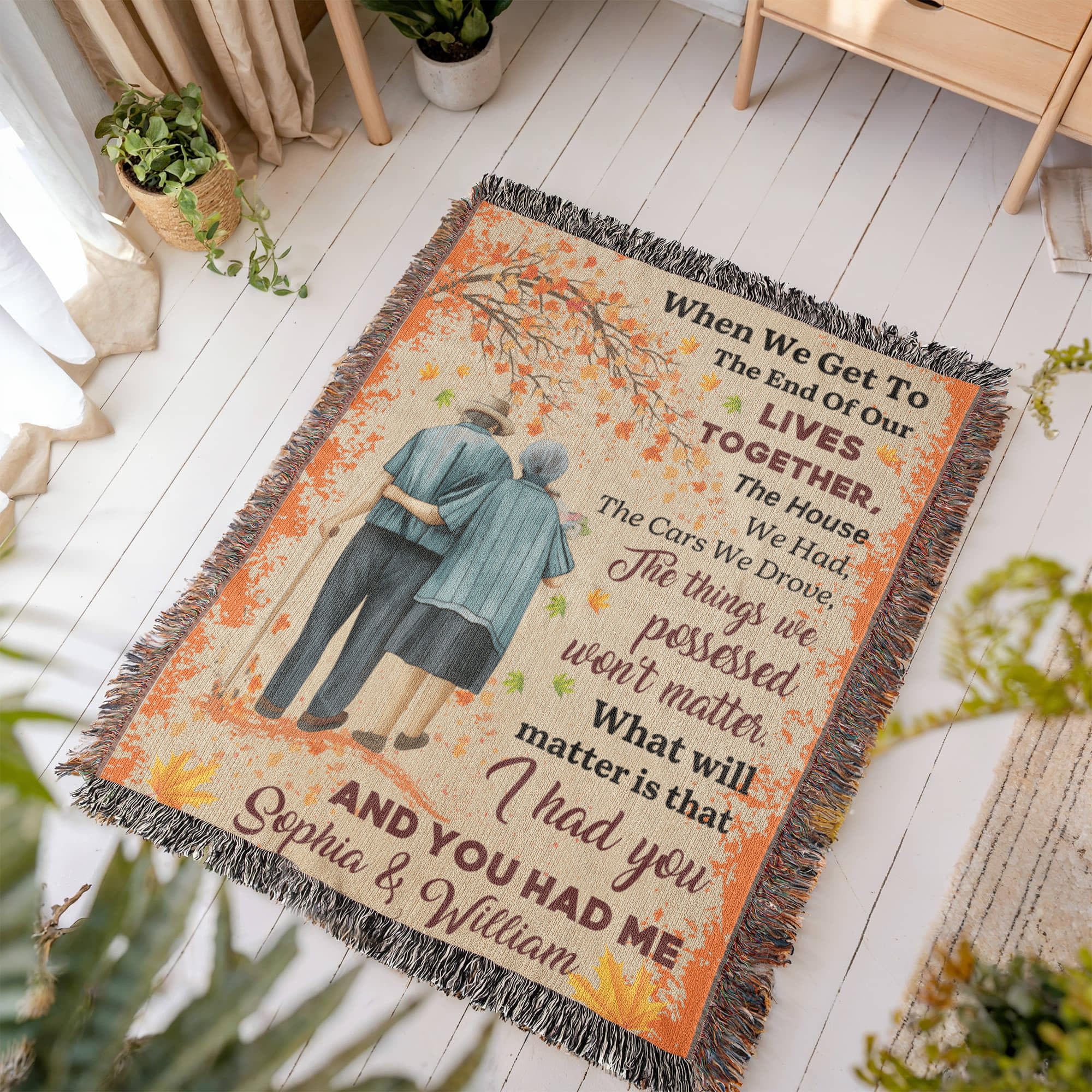 Personalized Heirloom Artwork Woven Blanket I Had You and Me-Express Your Love Gifts