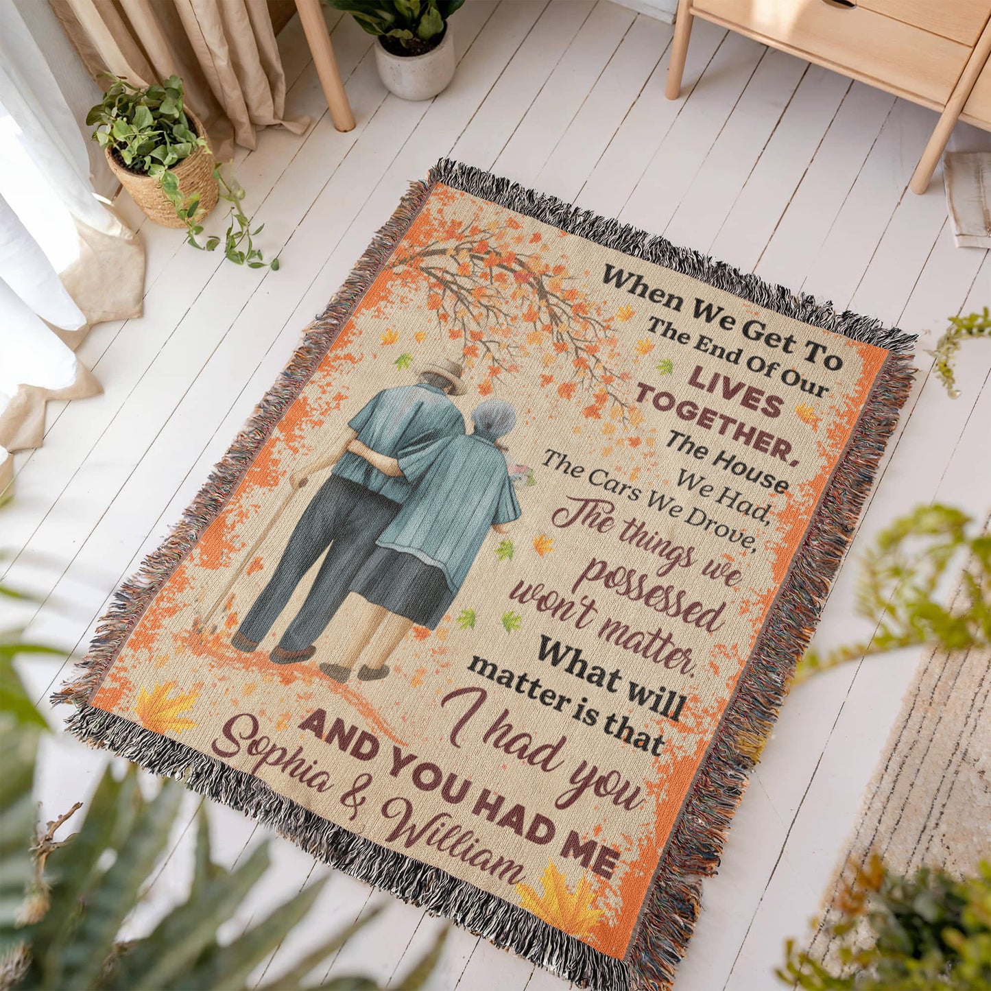 Personalized Heirloom Artwork Woven Blanket I Had You and Me-Express Your Love Gifts
