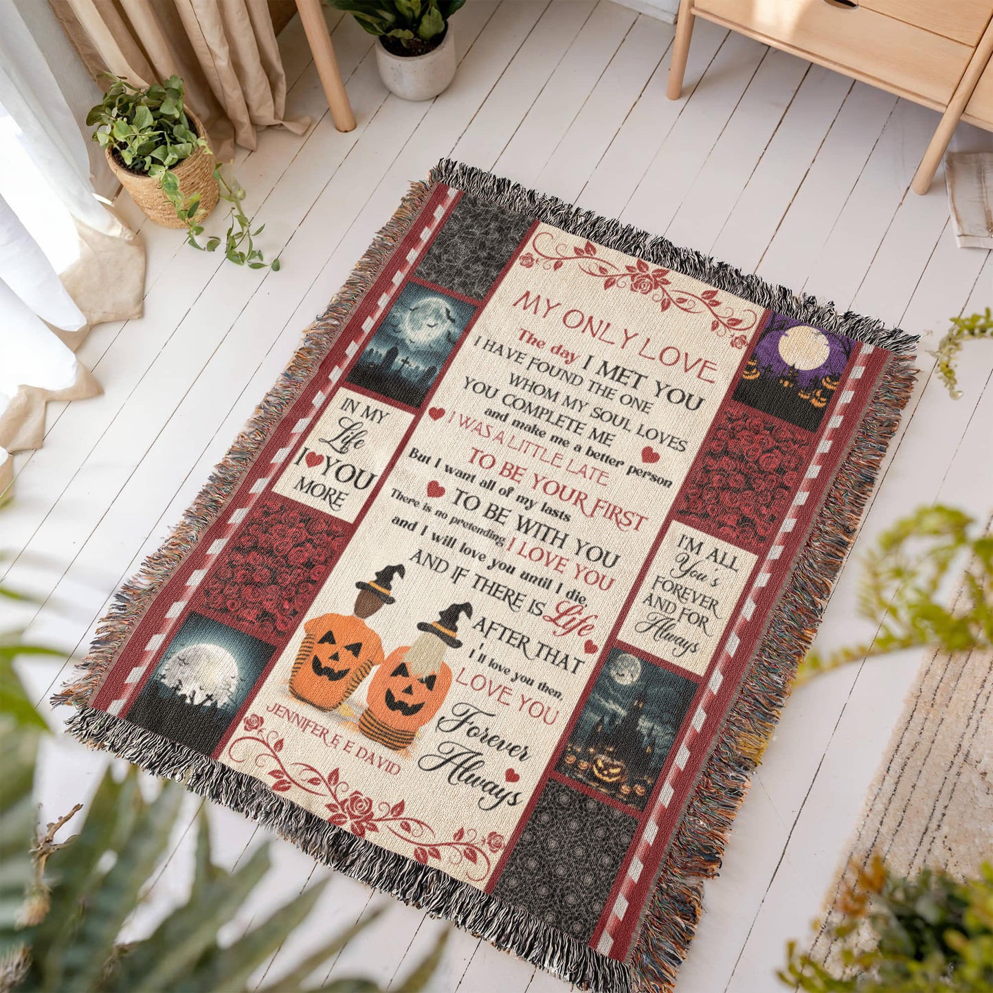 Personalized Heirloom Artwork Woven Blanket My Only Love-Express Your Love Gifts