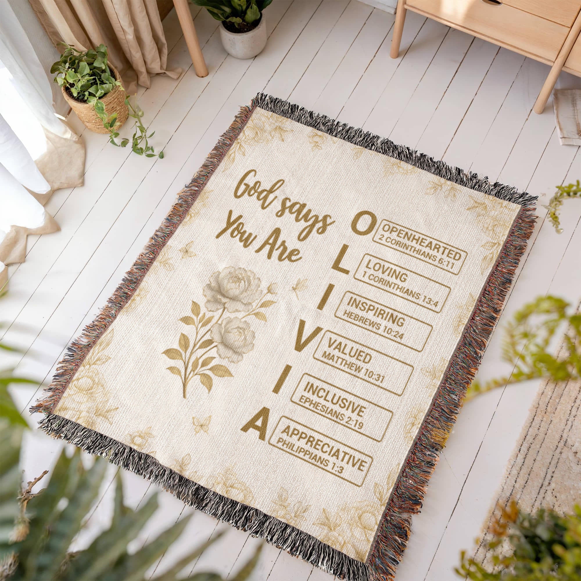 Personalized Heirloom Artwork Woven Blanket God Says You Are-Express Your Love Gifts