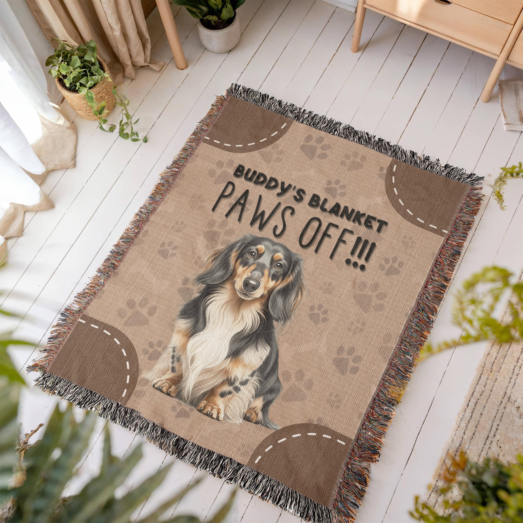 Heirloom Artwork Woven Blanket Paws Off-Express Your Love Gifts