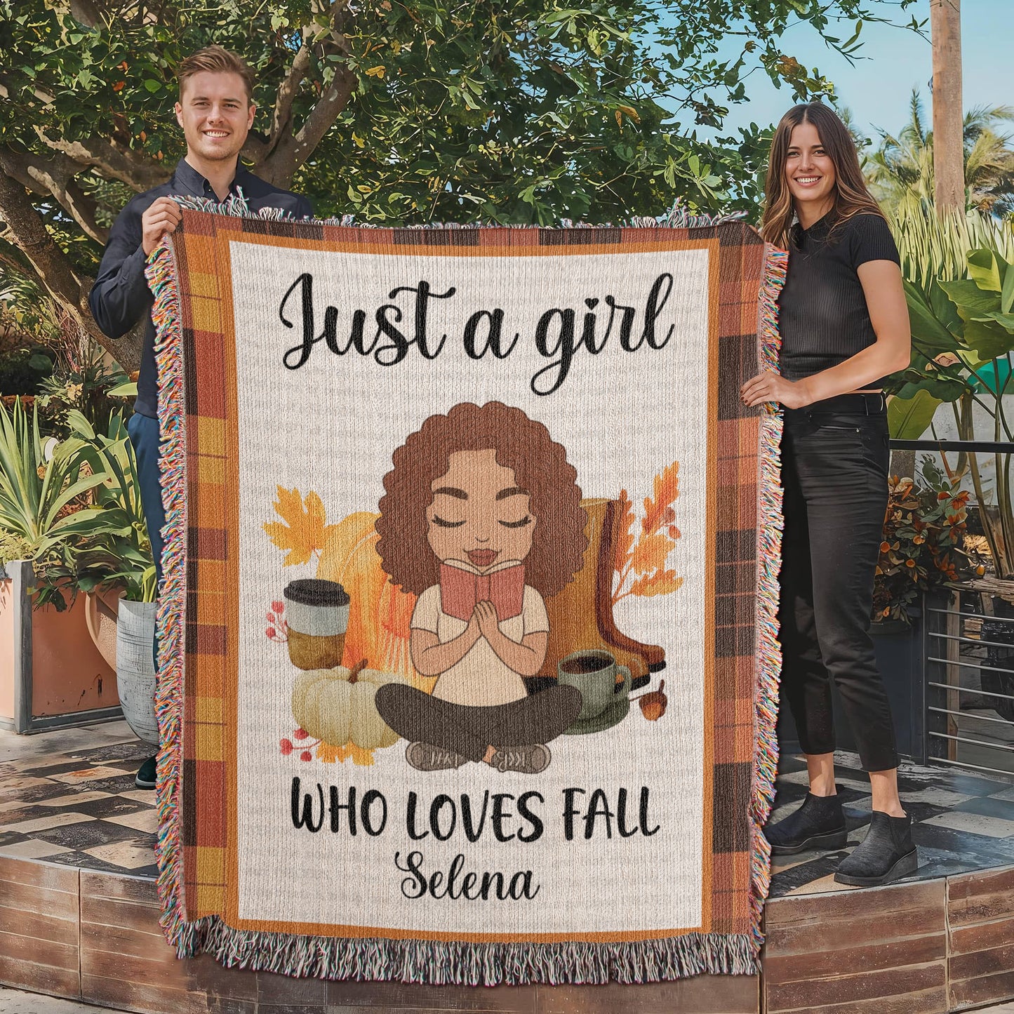 Personalized Heirloom Artwork Woven Blanket Just a Girl-Express Your Love Gifts