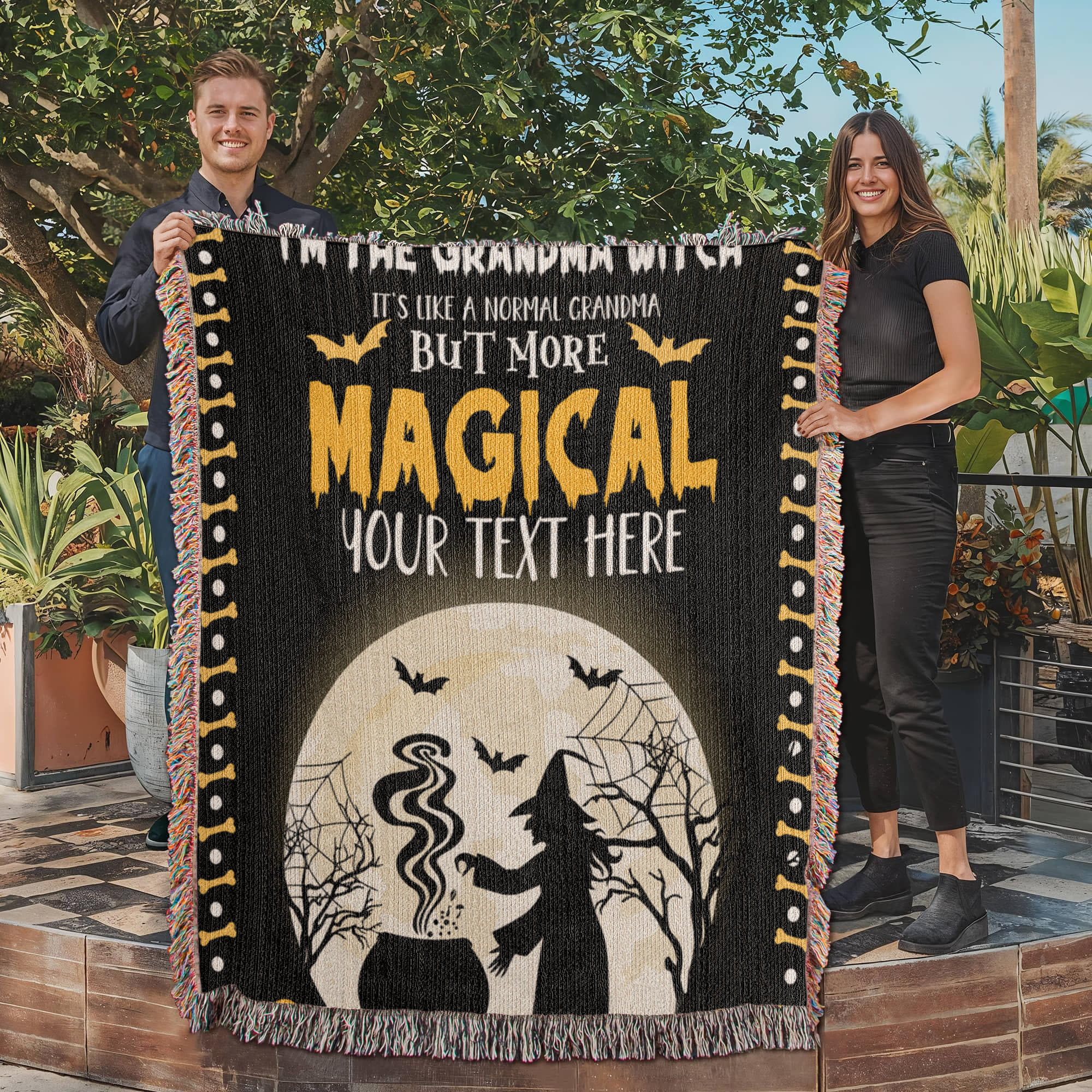 Personalized Heirloom Artwork Woven Blanket Grandma Witch-Express Your Love Gifts
