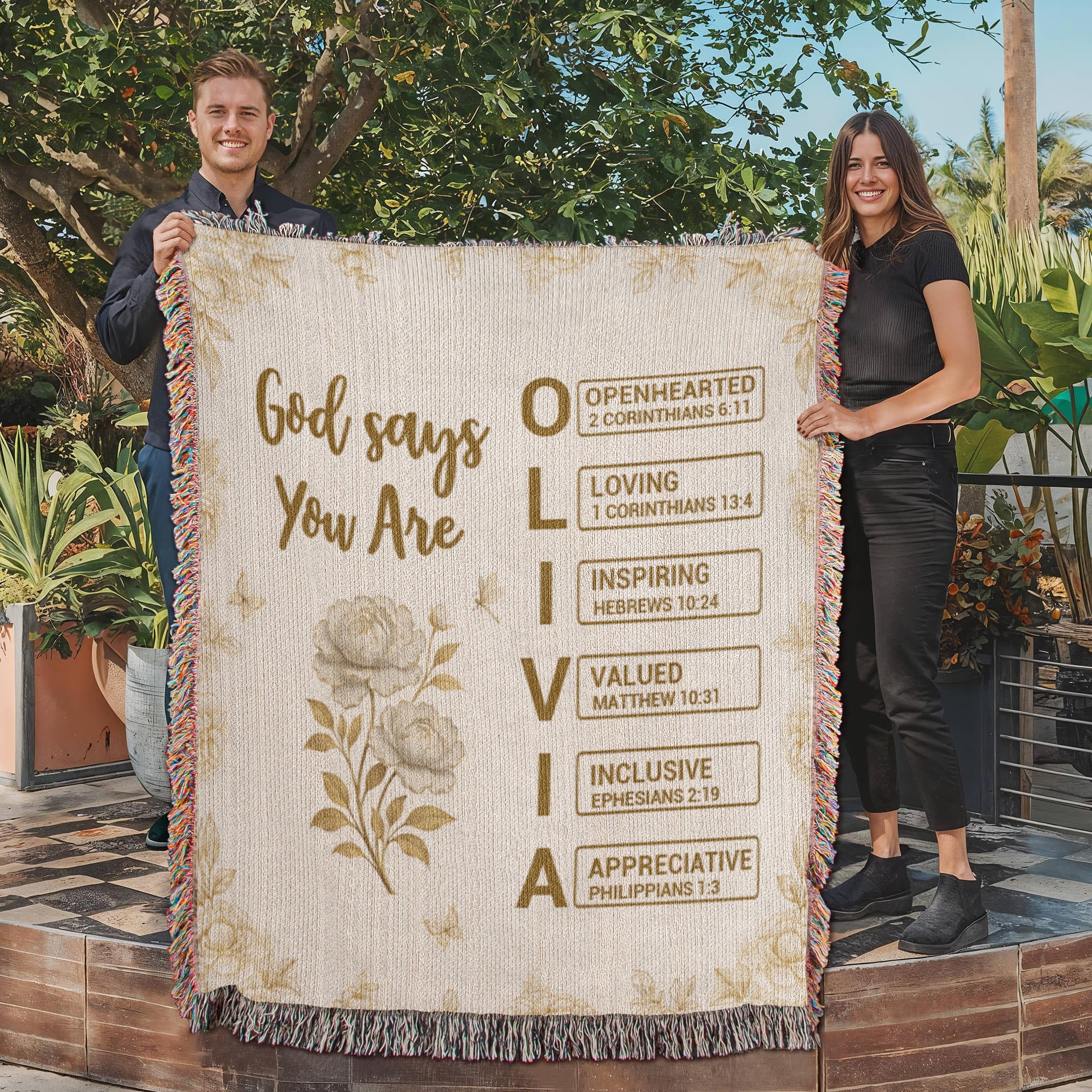 Personalized Heirloom Artwork Woven Blanket God Says You Are-Express Your Love Gifts