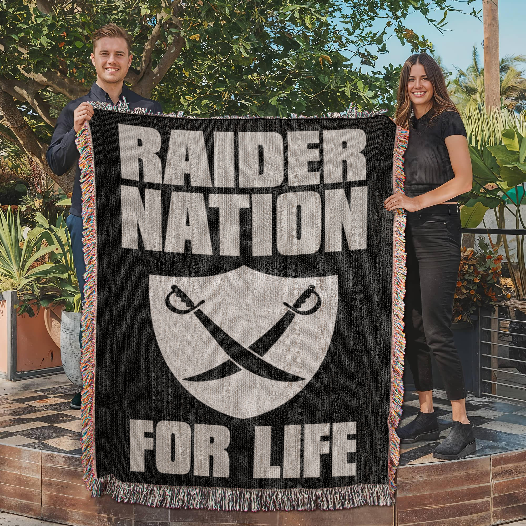Raider Nation For Life Heirloom Artwork Woven Blanket-Express Your Love Gifts