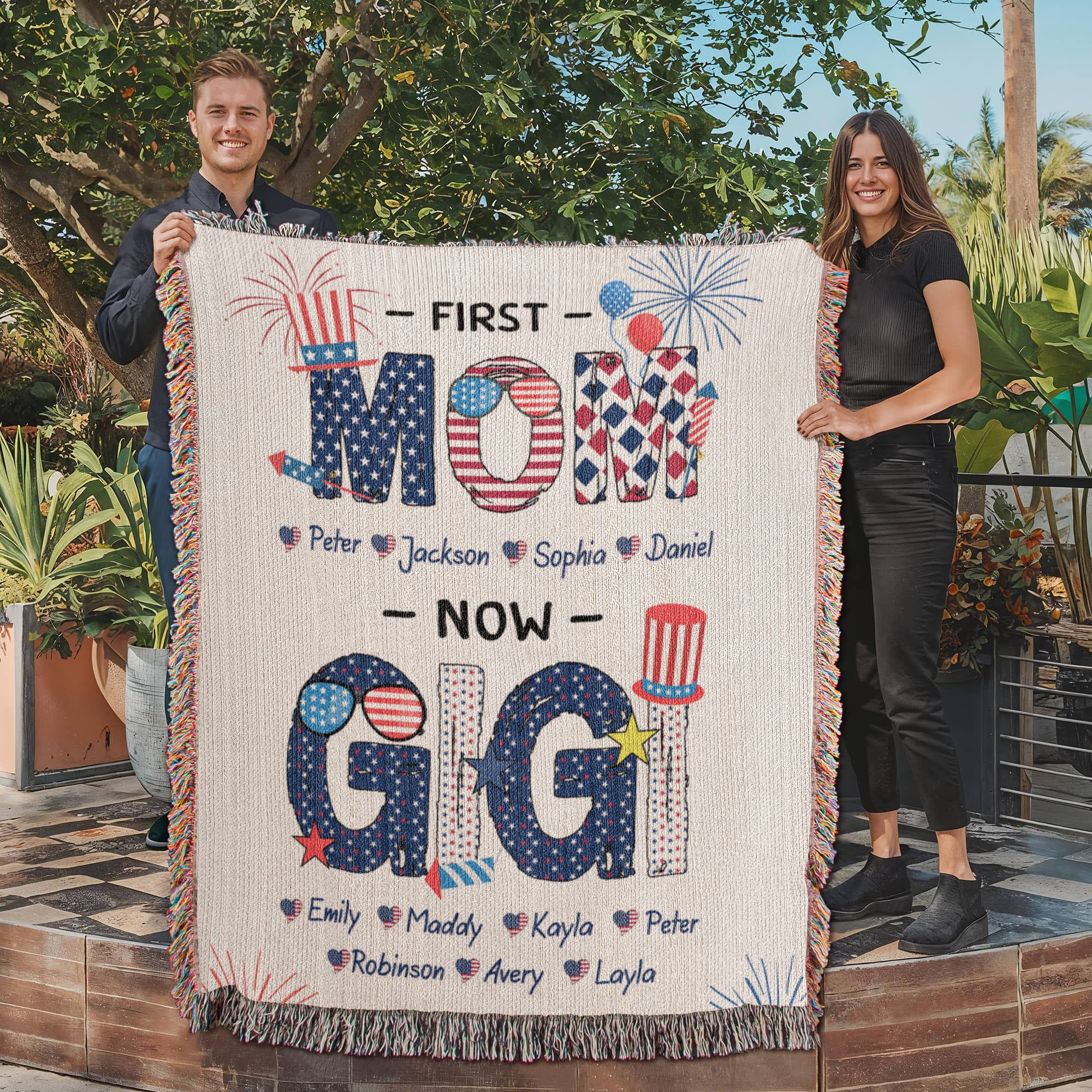 Personalized Heirloom Artwork Woven Blanket First Mom-Express Your Love Gifts