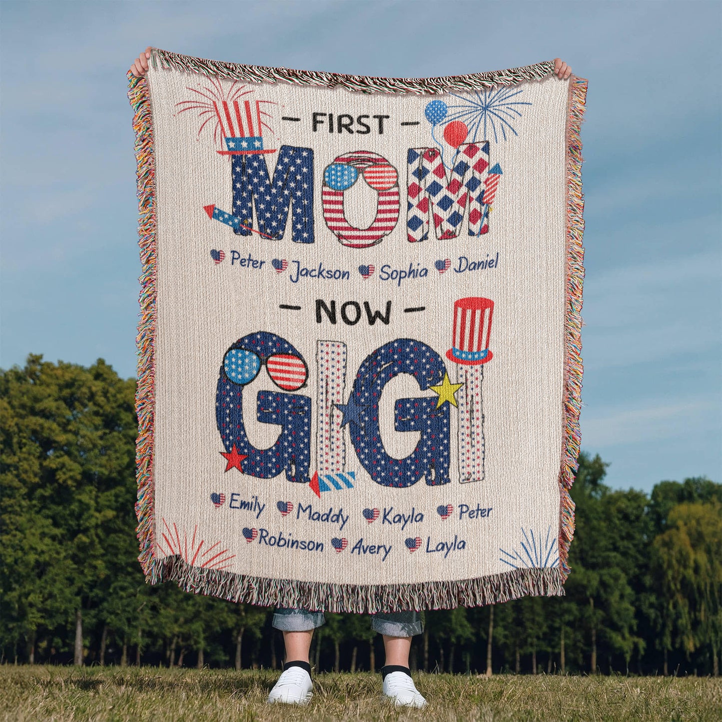 Personalized Heirloom Artwork Woven Blanket First Mom-Express Your Love Gifts