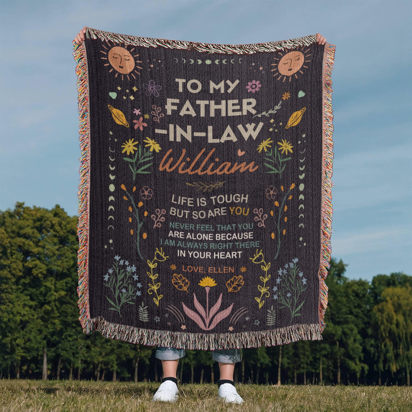 Personalized Heirloom Artwork Woven Blanket Life is Tough-Express Your Love Gifts