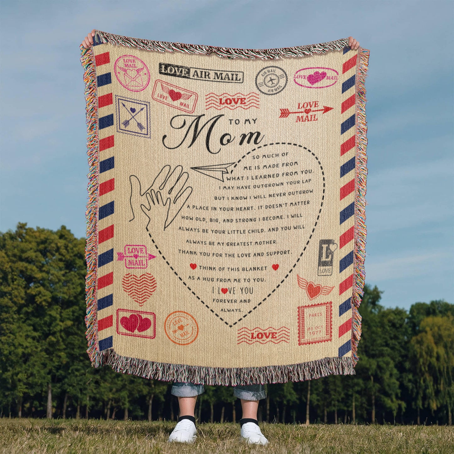 Personalized Heirloom Artwork Woven Blanket Love Mail-Express Your Love Gifts