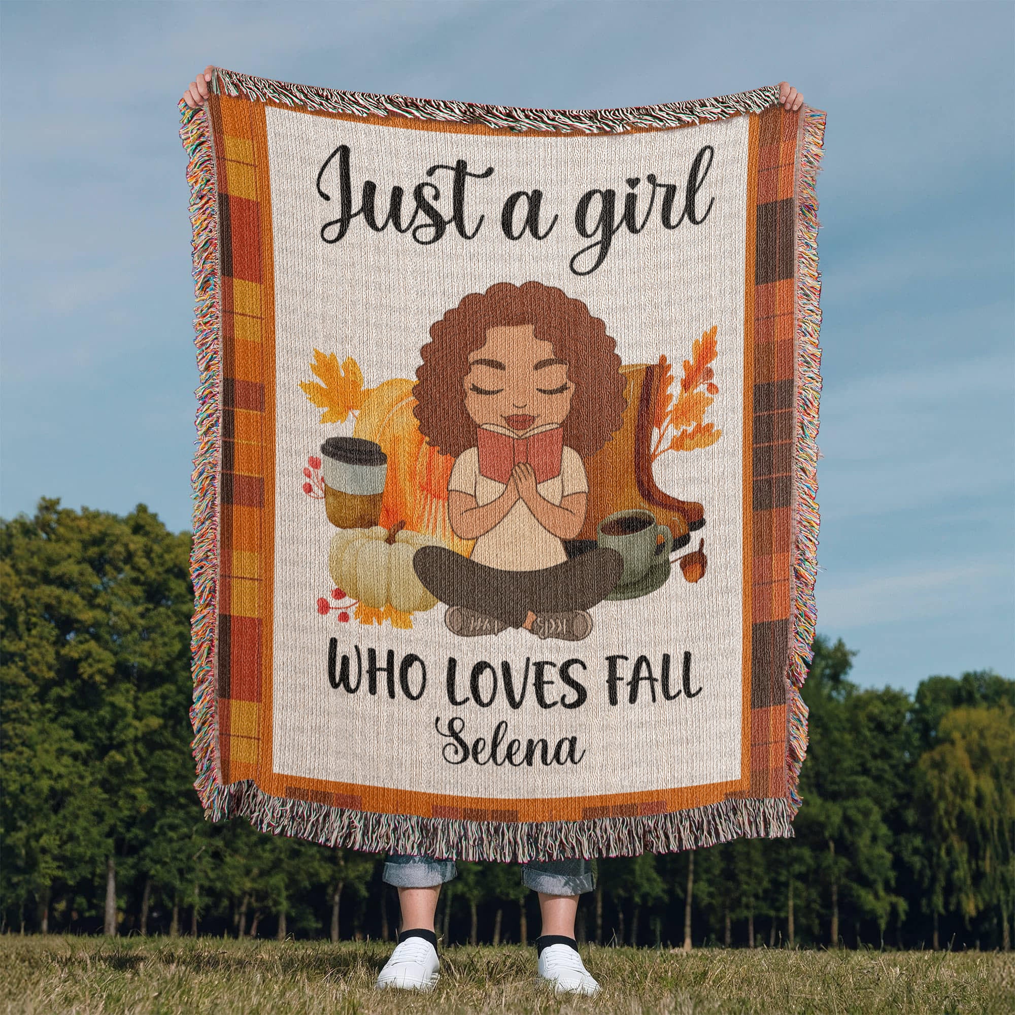 Personalized Heirloom Artwork Woven Blanket Just a Girl-Express Your Love Gifts