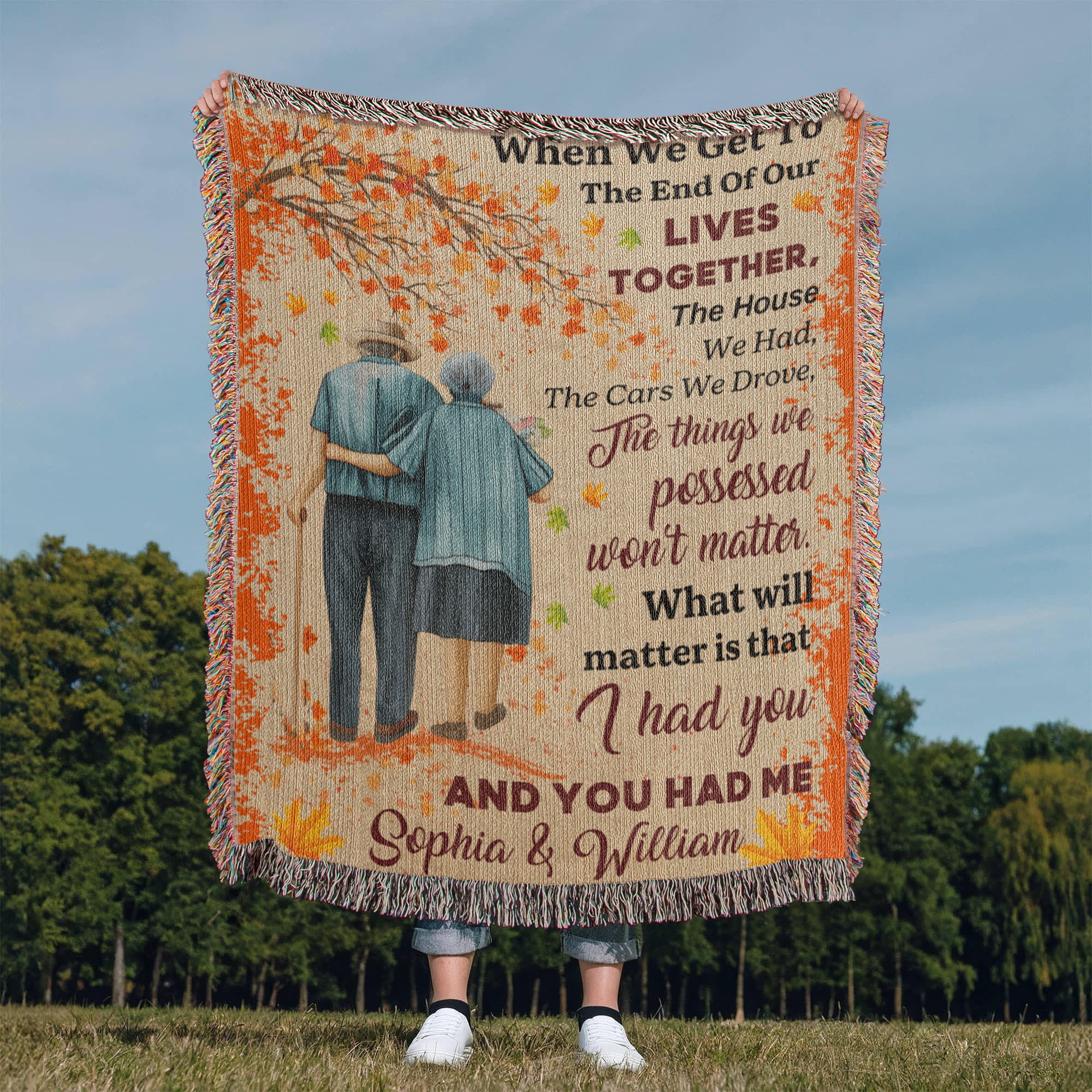Personalized Heirloom Artwork Woven Blanket I Had You and Me-Express Your Love Gifts