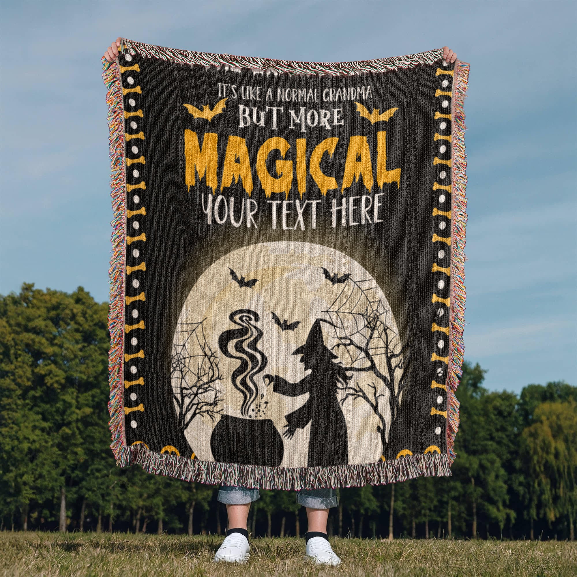 Personalized Heirloom Artwork Woven Blanket Grandma Witch-Express Your Love Gifts