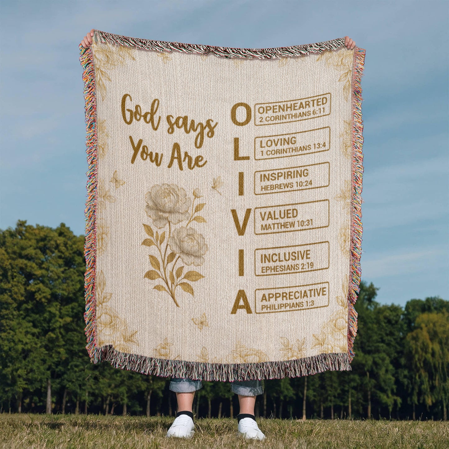 Personalized Heirloom Artwork Woven Blanket God Says You Are-Express Your Love Gifts