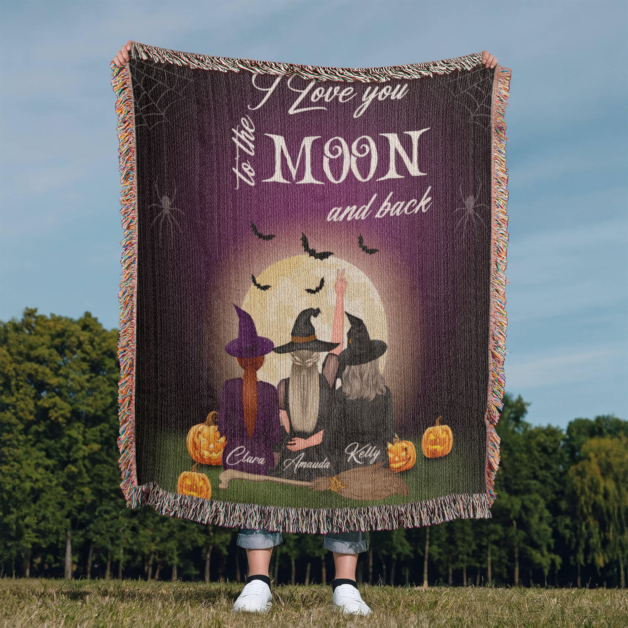 Personalized Heirloom Artwork Woven Blanket I Love You to The Moon and Back-Express Your Love Gifts