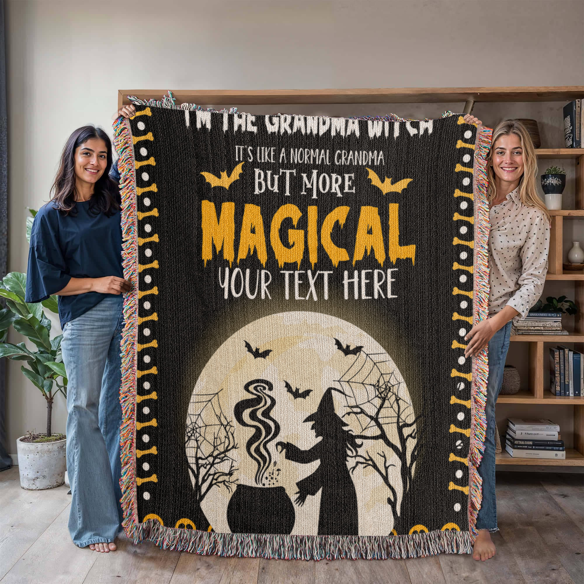 Personalized Heirloom Artwork Woven Blanket Grandma Witch-Express Your Love Gifts
